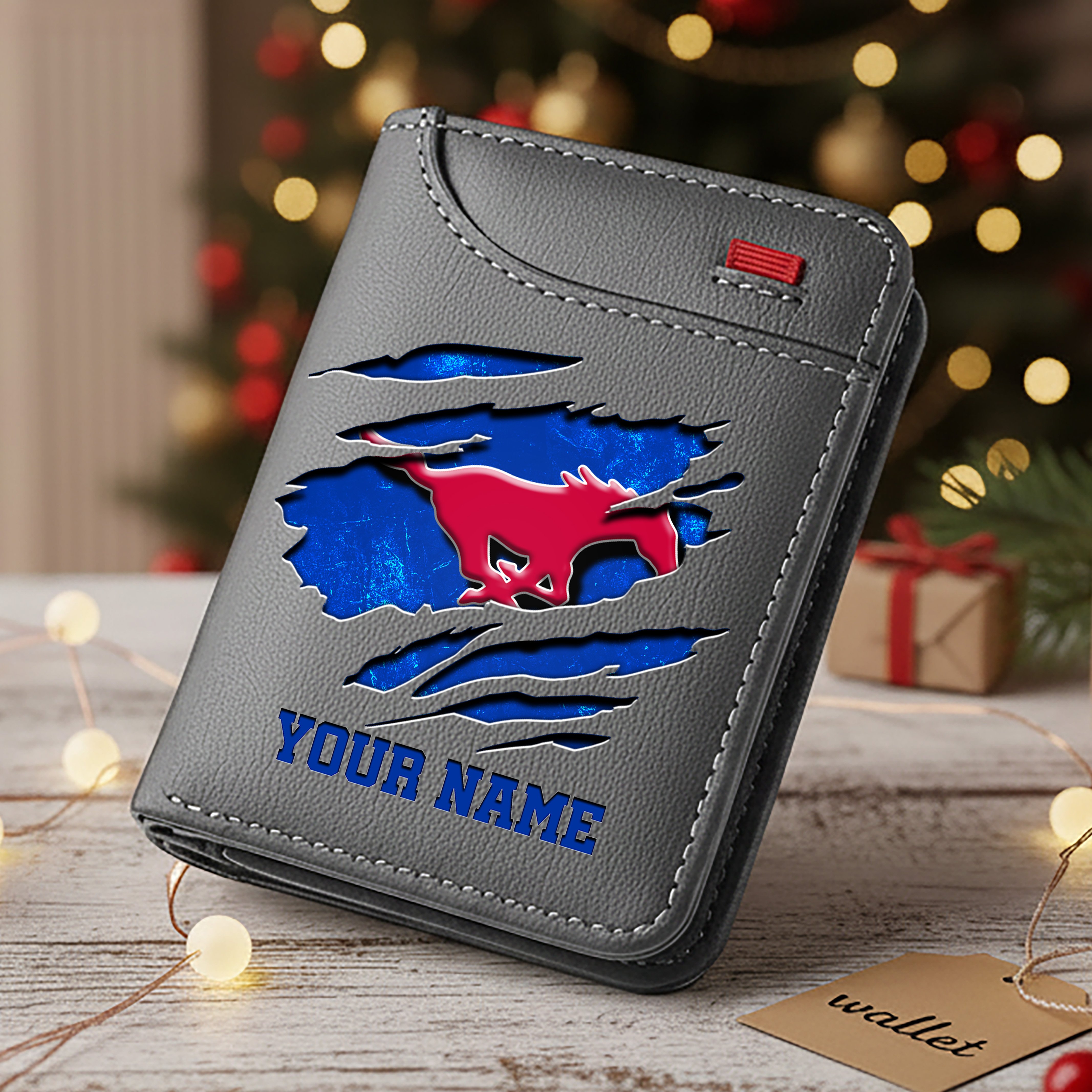 Alternative view of SMU Mustangs Men Wallet Custom Your Name, Football Team Men Wallet For Fans, Gifts For Football Lovers EHIVM-11194526A