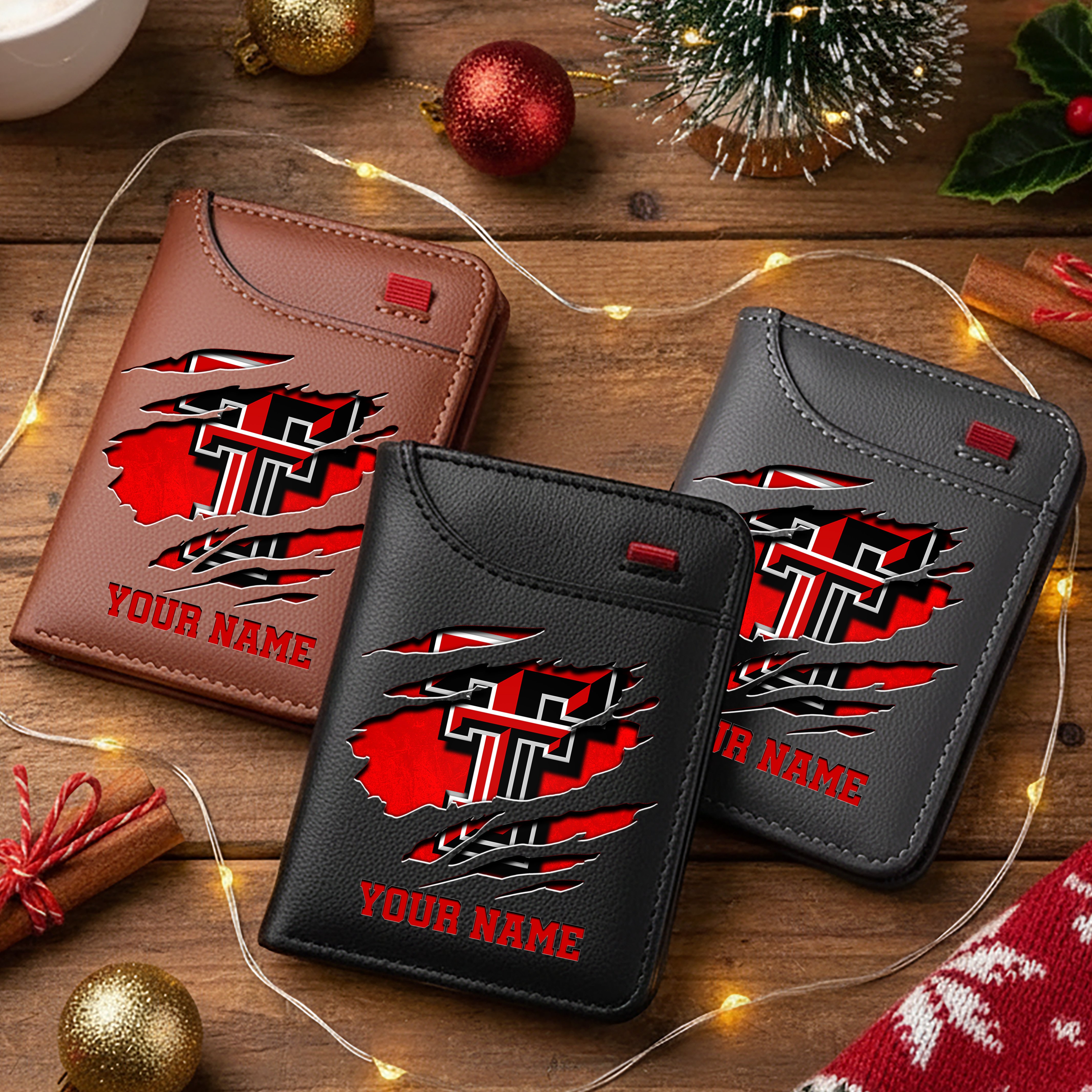 Texas Tech Red Raiders Men Wallet Custom Your Name, Football Team Men Wallet For Fans, Gifts For Football Lovers EHIVM-11194526A
