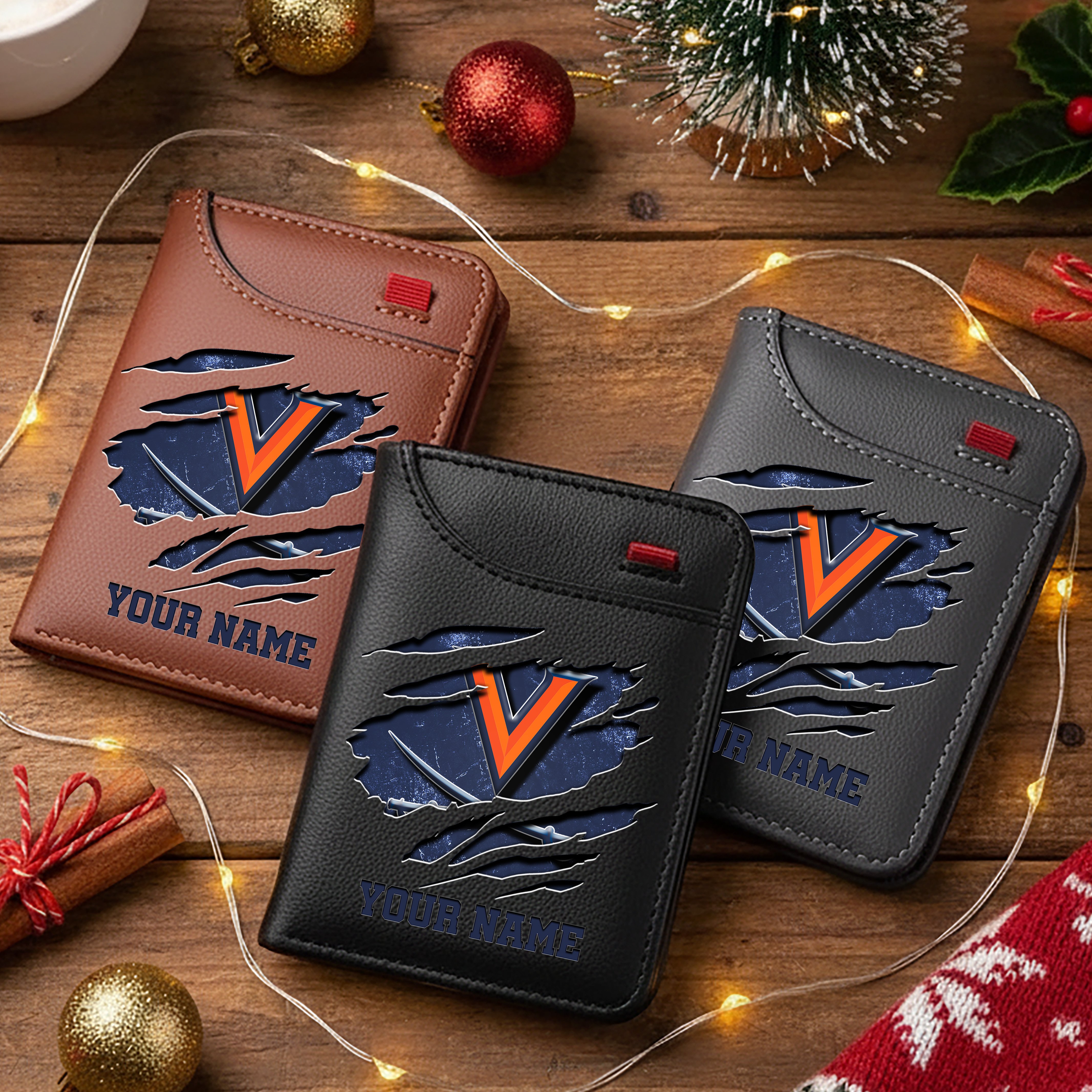 Virginia Cavaliers Men Wallet Custom Your Name, Football Team Men Wallet For Fans, Gifts For Football Lovers EHIVM-11194526A