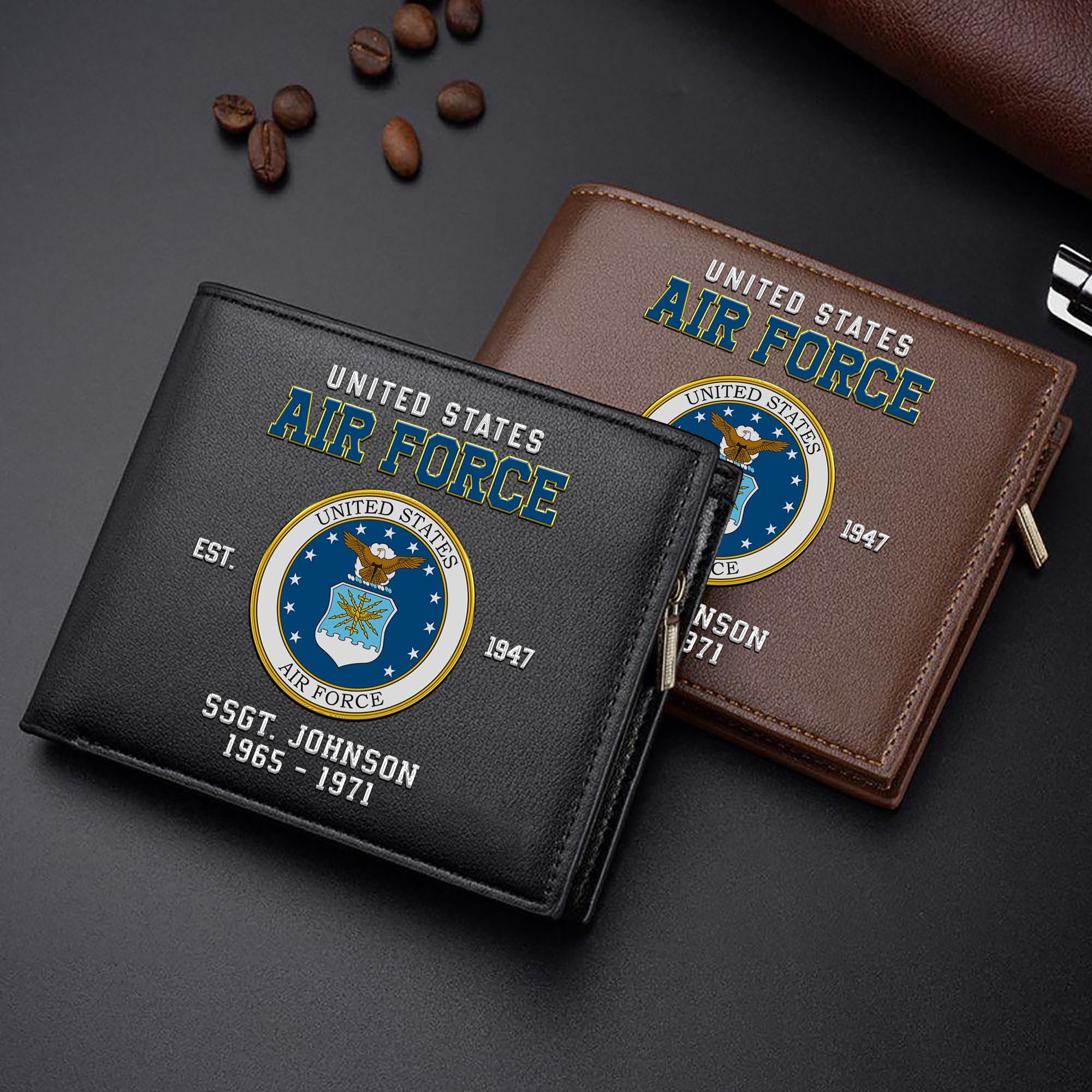 U.S. Air Force Custom Your Name, Rank And Year, US Military Wallet For Soldiers, Military Gifts For Him EHIVM-11274609