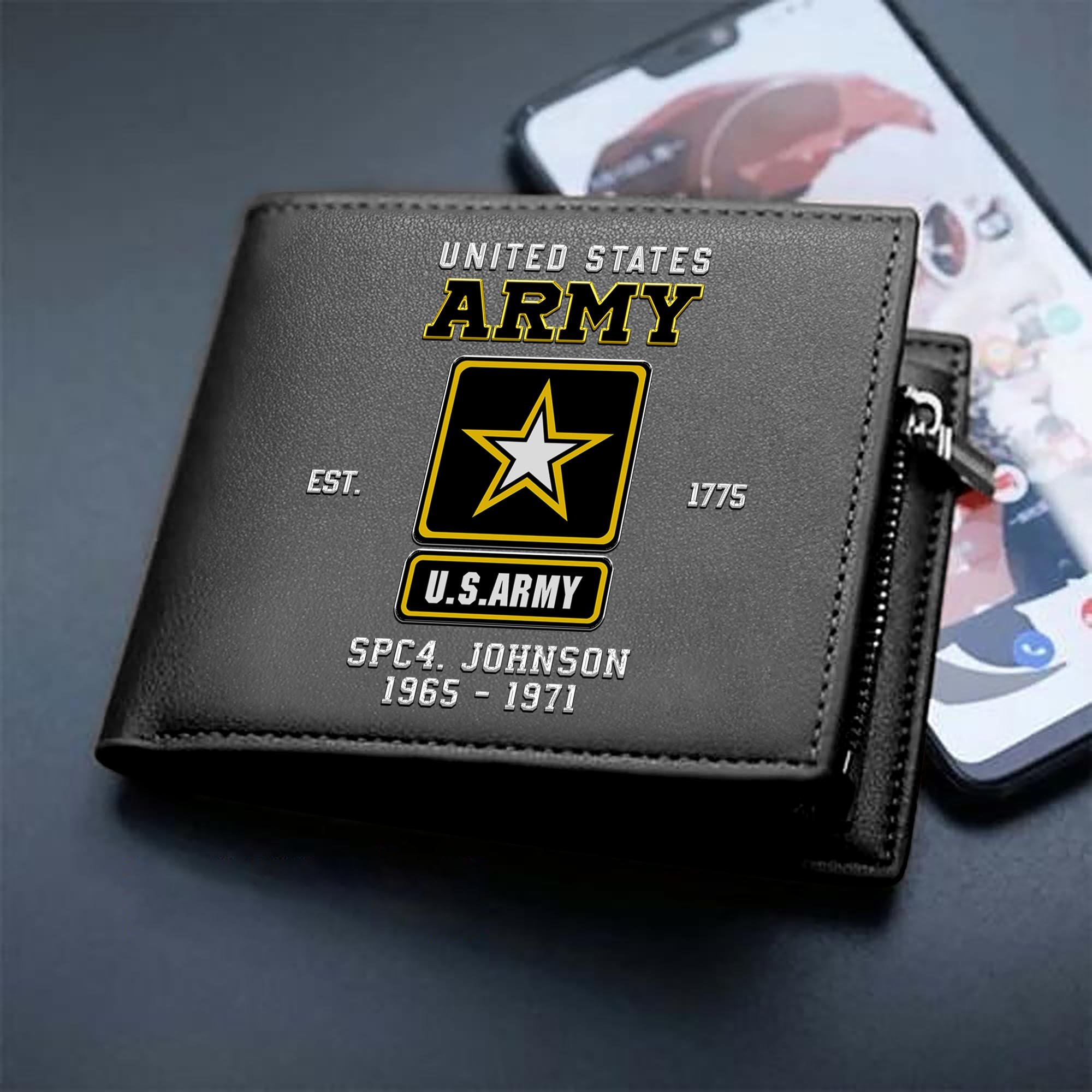 Alternative view of U.S. Army Custom Your Name, Rank And Year, US Military Wallet For Soldiers, Military Gifts For Him EHIVM-11274609