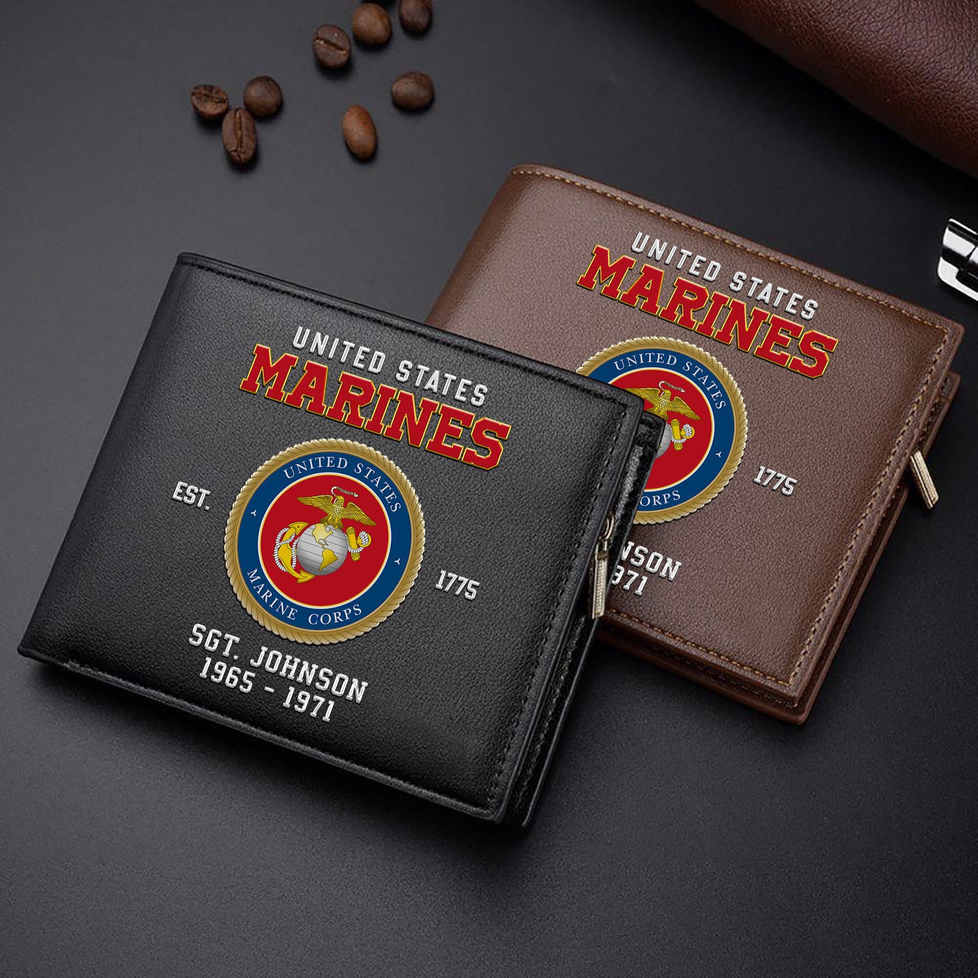 U.S. Marine Corps Custom Your Name, Rank And Year, US Military Wallet For Soldiers, Military Gifts For Him EHIVM-11274609