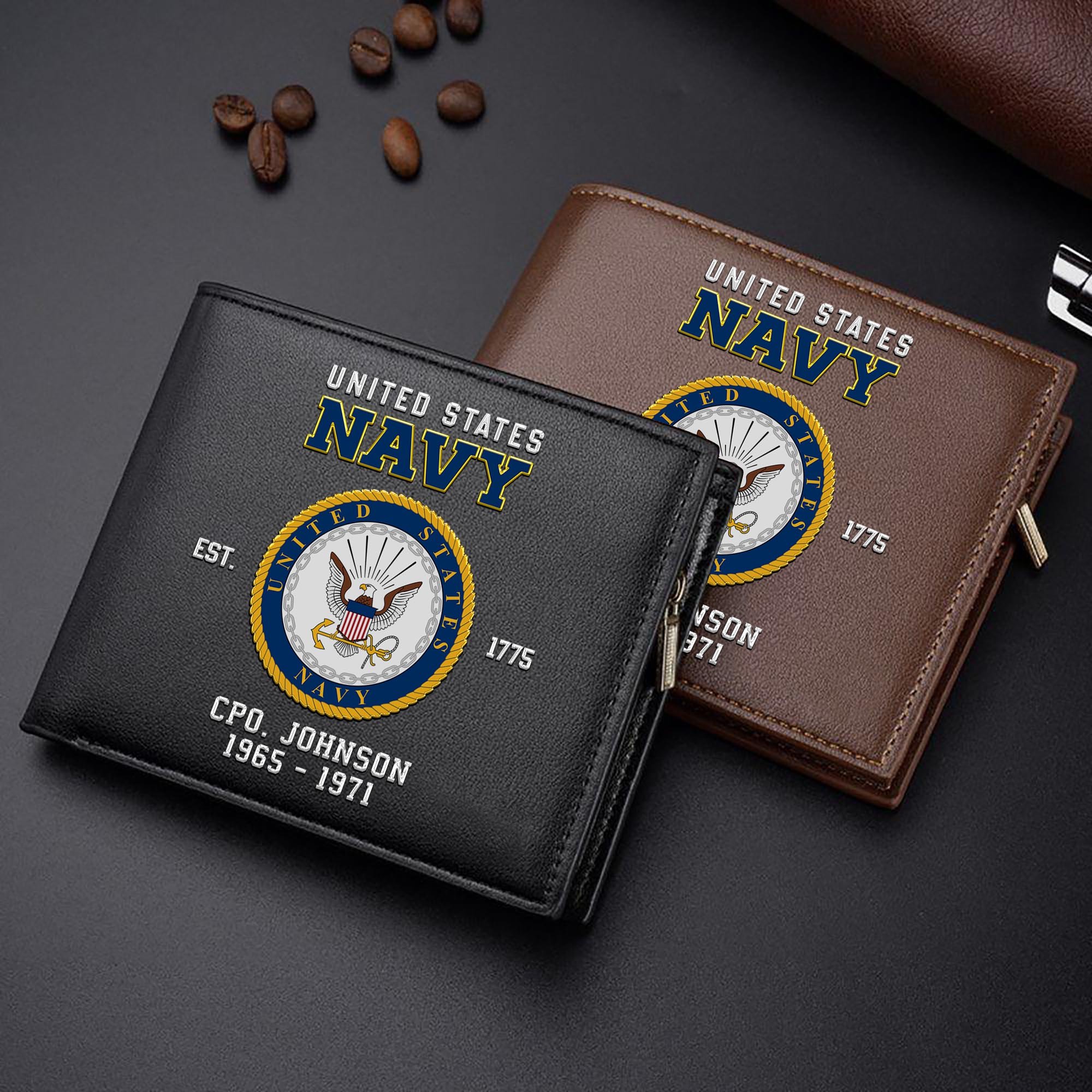 U.S. Navy Custom Your Name, Rank And Year, US Military Wallet For Soldiers, Military Gifts For Him EHIVM-11274609