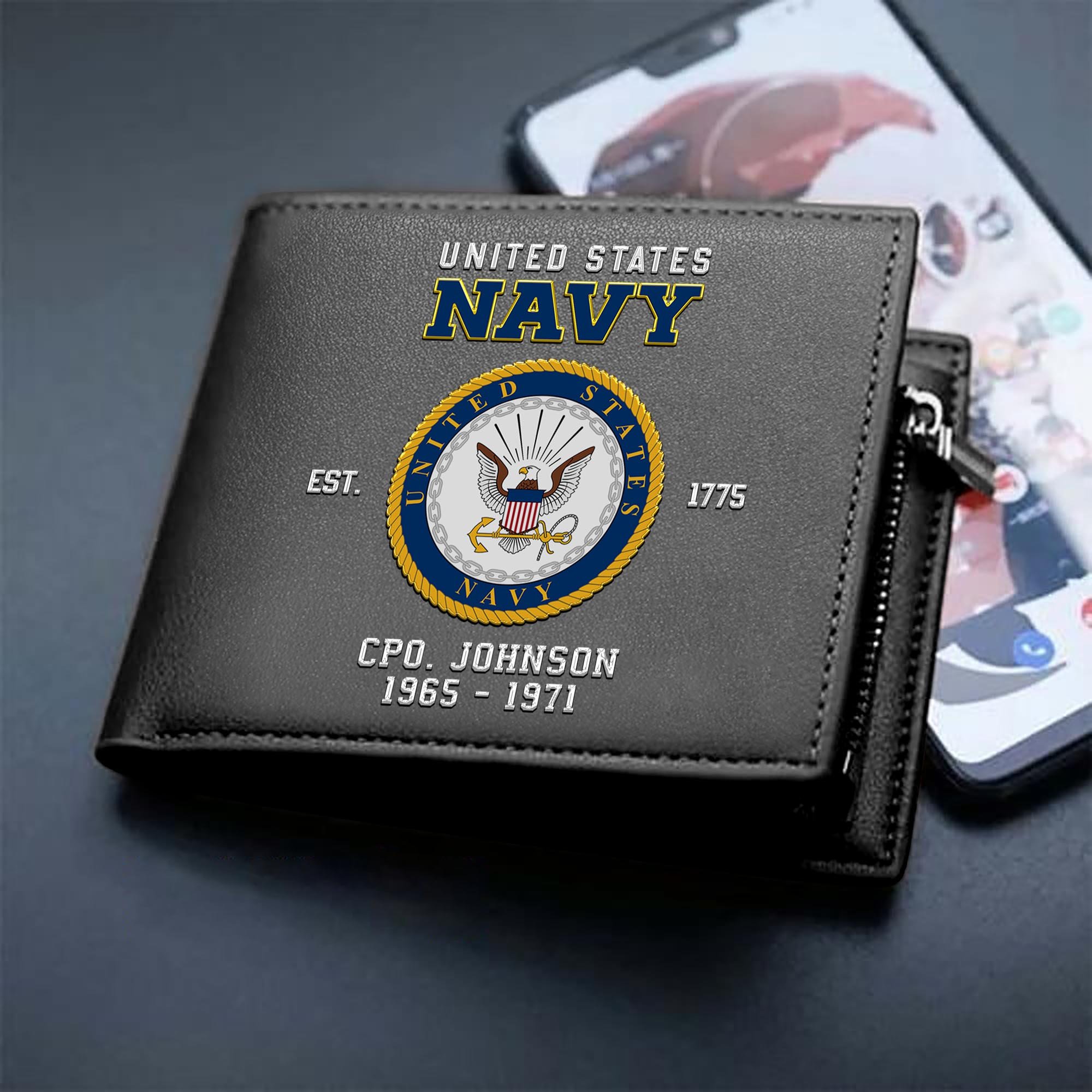 Alternative view of U.S. Navy Custom Your Name, Rank And Year, US Military Wallet For Soldiers, Military Gifts For Him EHIVM-11274609