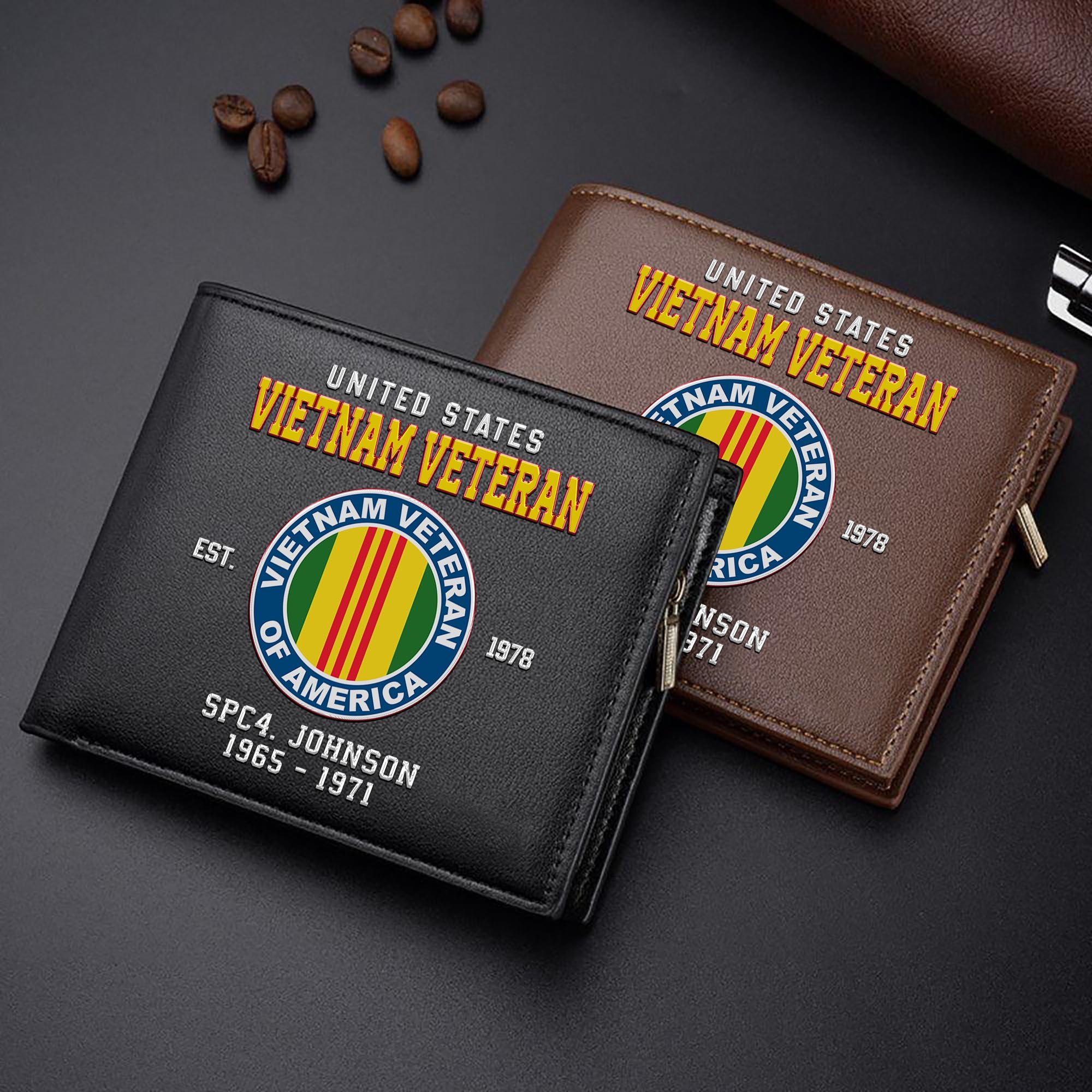 Vietnam Veteran Custom Your Name, Rank And Year, US Military Wallet For Soldiers, Military Gifts For Him EHIVM-11274609