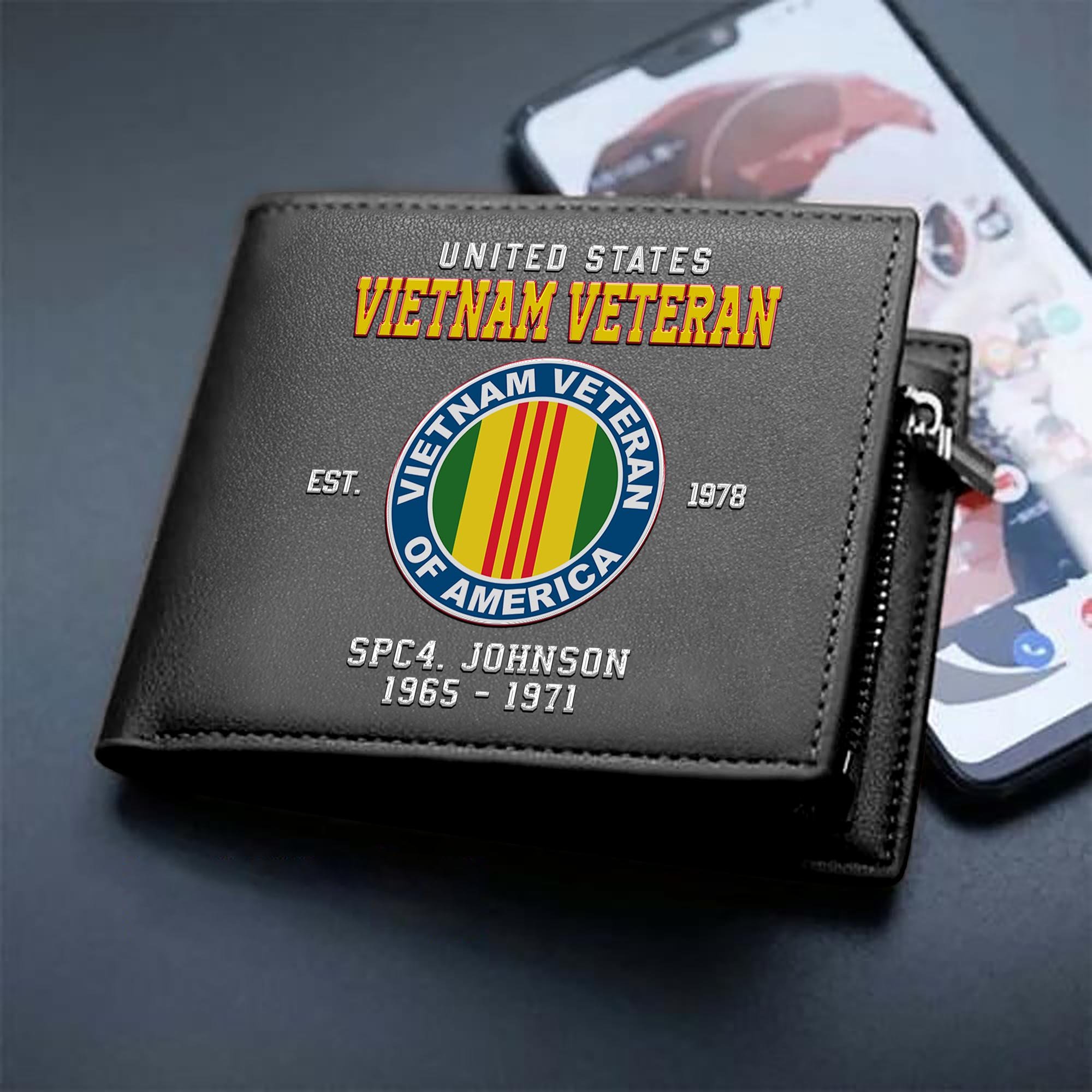 Alternative view of Vietnam Veteran Custom Your Name, Rank And Year, US Military Wallet For Soldiers, Military Gifts For Him EHIVM-11274609
