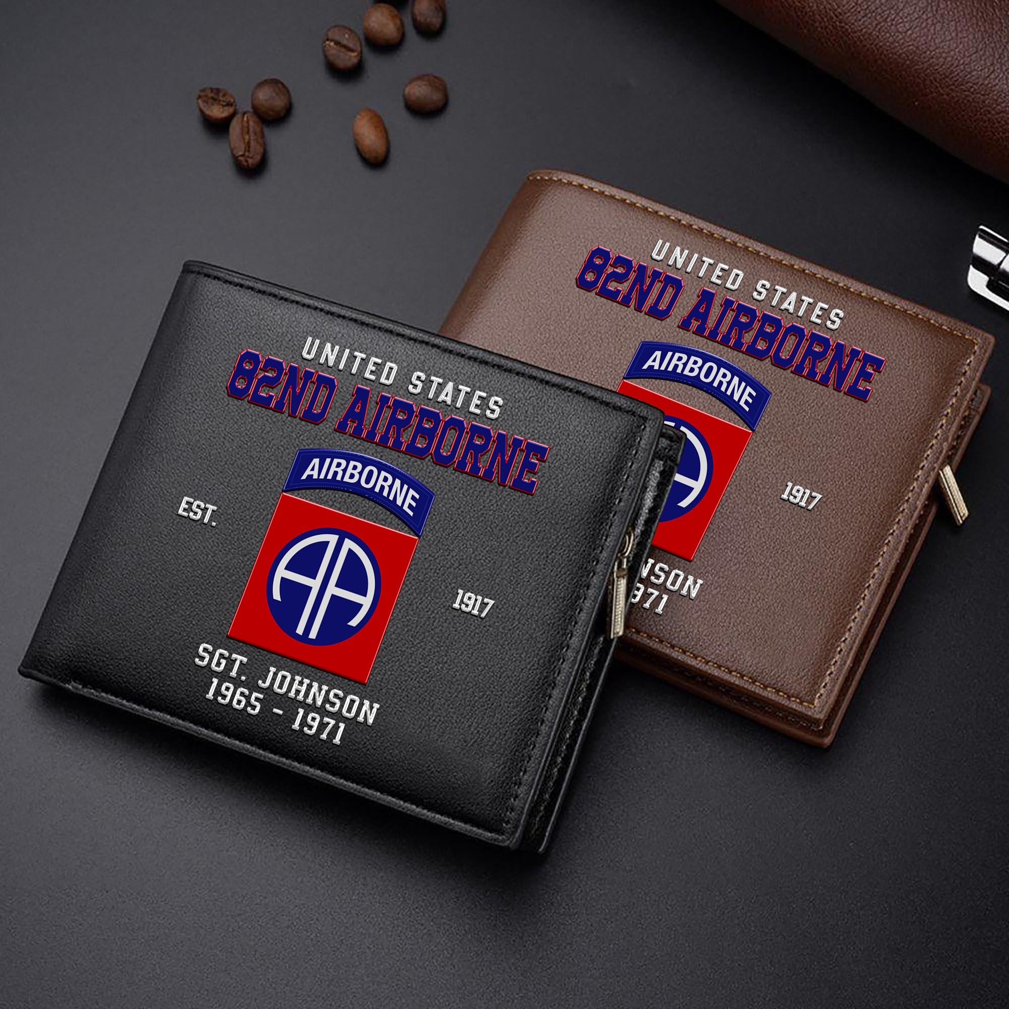 82nd Airborne Custom Your Name, Rank And Year, US Military Wallet For Soldiers, Military Gifts For Him EHIVM-11274609
