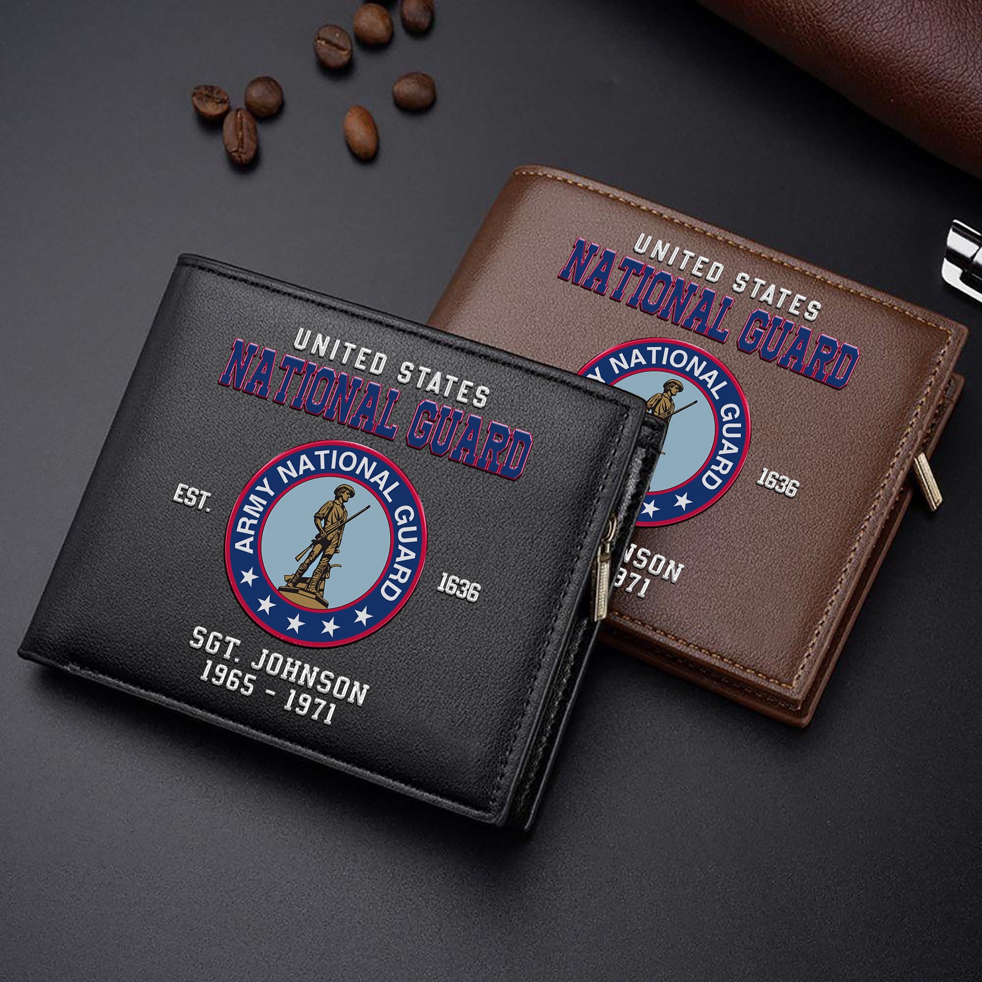US National Guard Custom Your Name, Rank And Year, US Military Wallet For Soldiers, Military Gifts For Him EHIVM-11274609