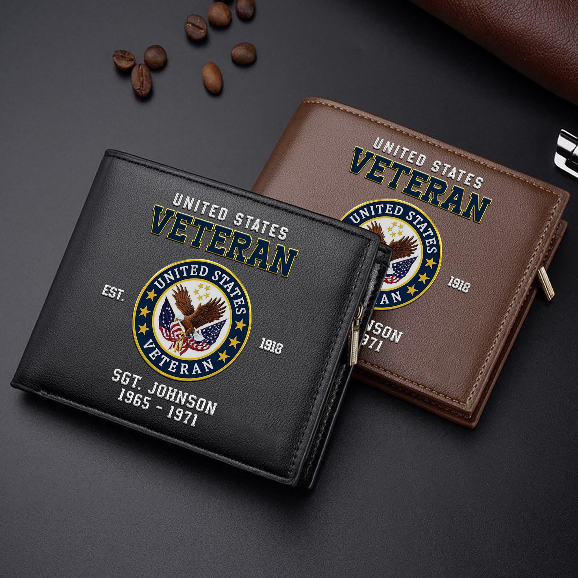 US Veteran Custom Your Name, Rank And Year, US Military Wallet For Soldiers, Military Gifts For Him EHIVM-11274609