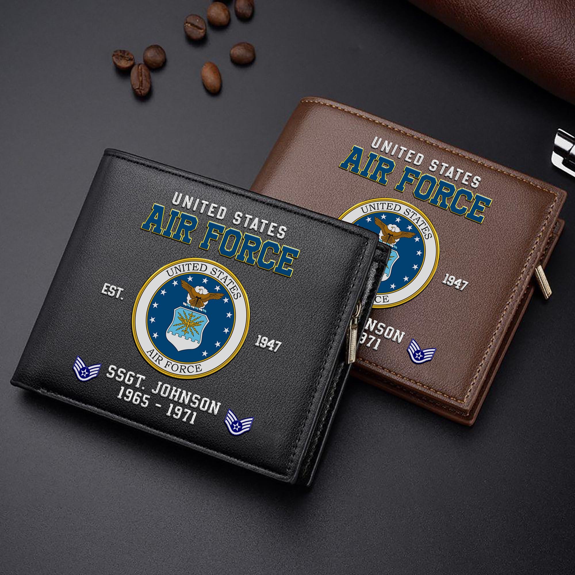 U.S. Air Force Custom Your Name, Rank And Year, US Military Wallet For Soldiers, Military Gifts For Him EHIVM-11274608