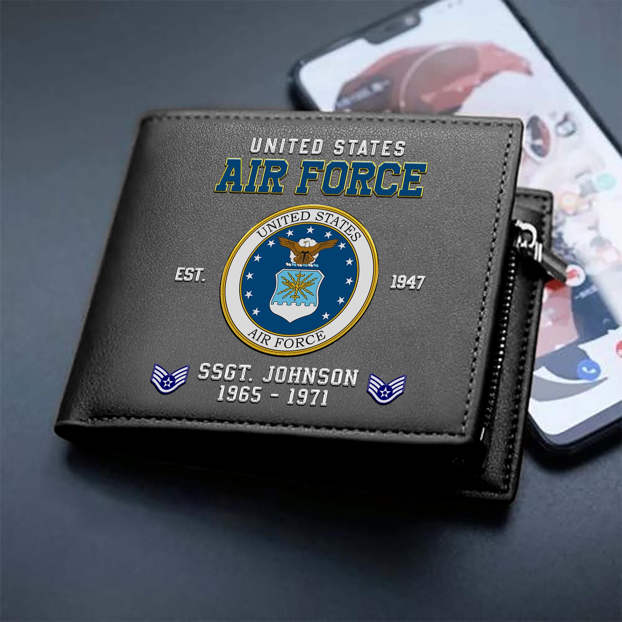 Alternative view of U.S. Air Force Custom Your Name, Rank And Year, US Military Wallet For Soldiers, Military Gifts For Him EHIVM-11274608