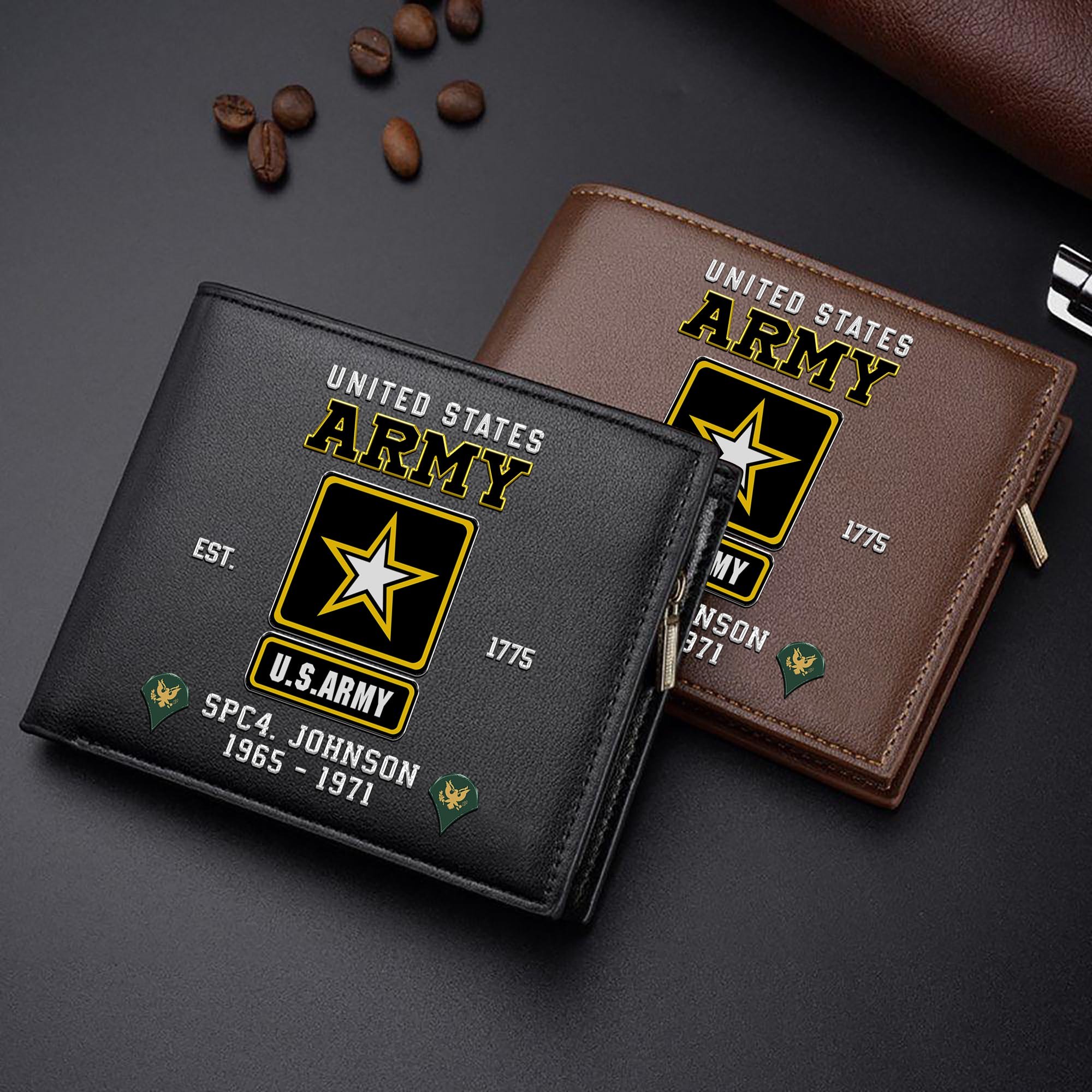 U.S. Army Custom Your Name, Rank And Year, US Military Wallet For Soldiers, Military Gifts For Him EHIVM-11274608