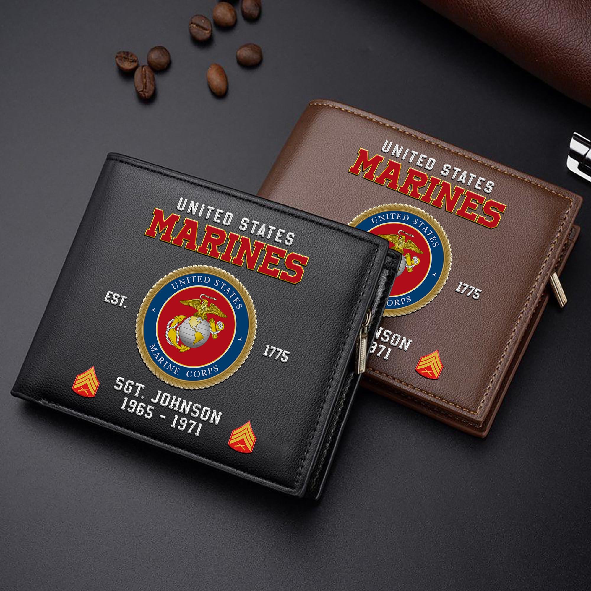 U.S. Marine Corps Custom Your Name, Rank And Year, US Military Wallet For Soldiers, Military Gifts For Him EHIVM-11274608