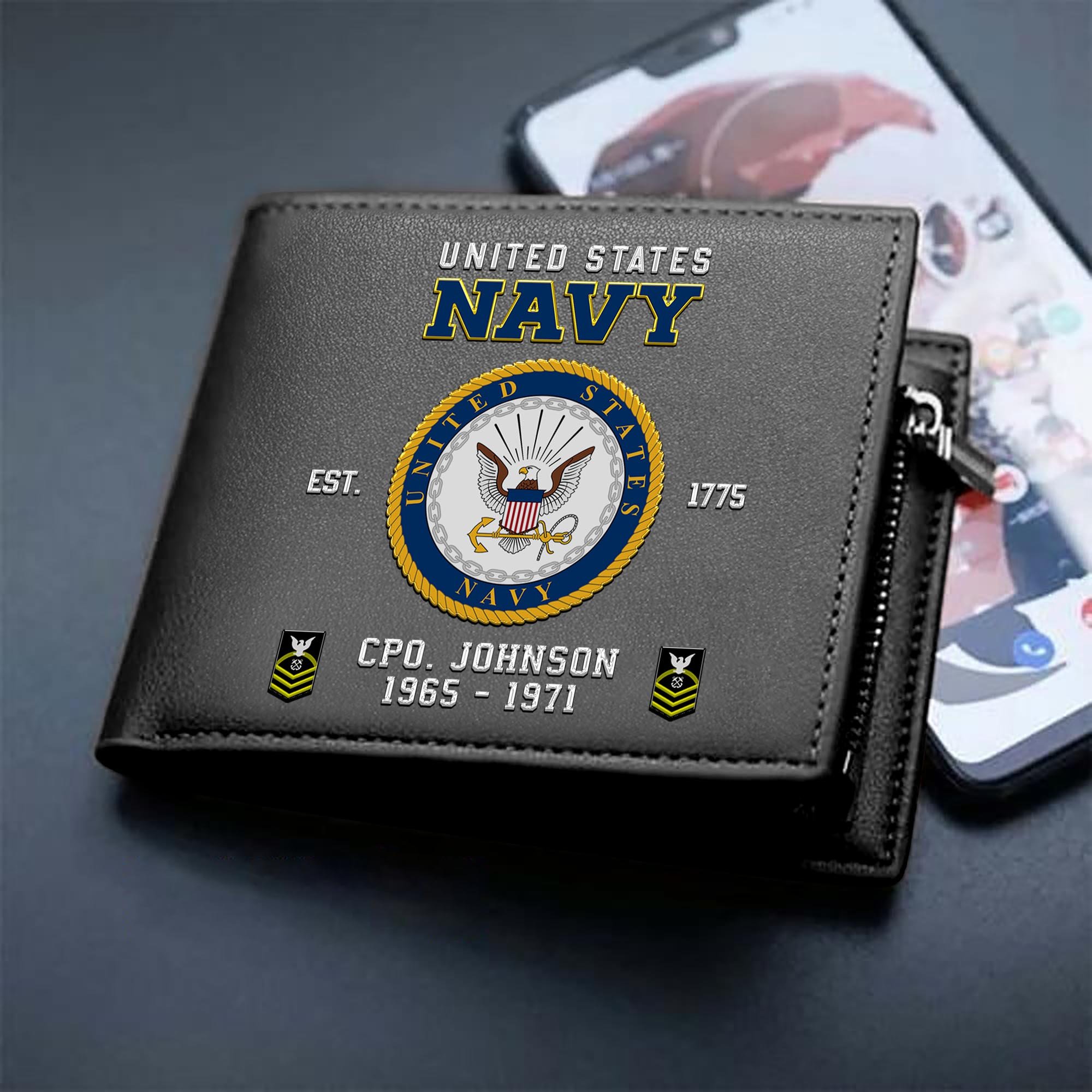 Alternative view of U.S. Navy Custom Your Name, Rank And Year, US Military Wallet For Soldiers, Military Gifts For Him EHIVM-11274608