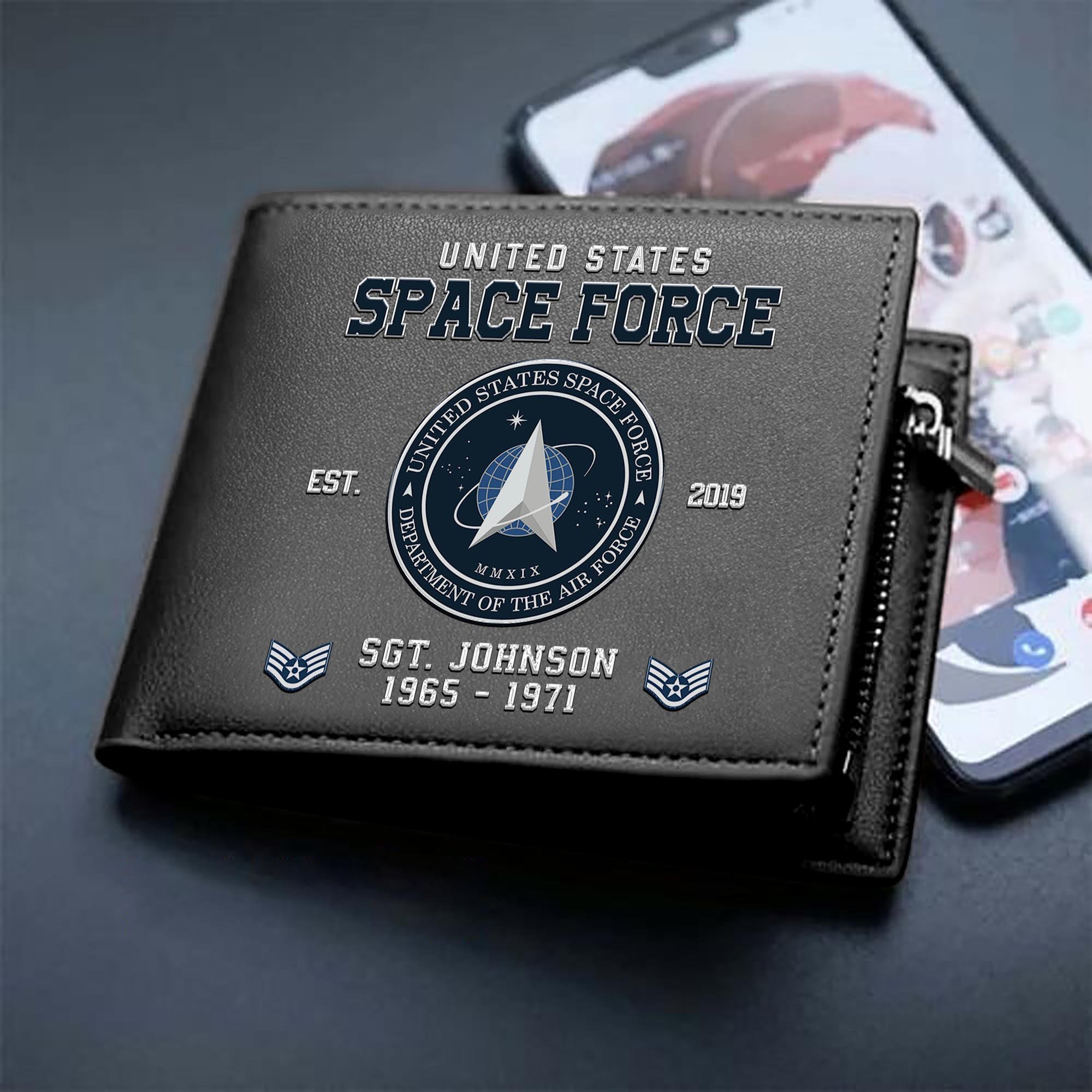 Alternative view of U.S. Space Force Custom Your Name, Rank And Year, US Military Wallet For Soldiers, Military Gifts For Him EHIVM-11274608
