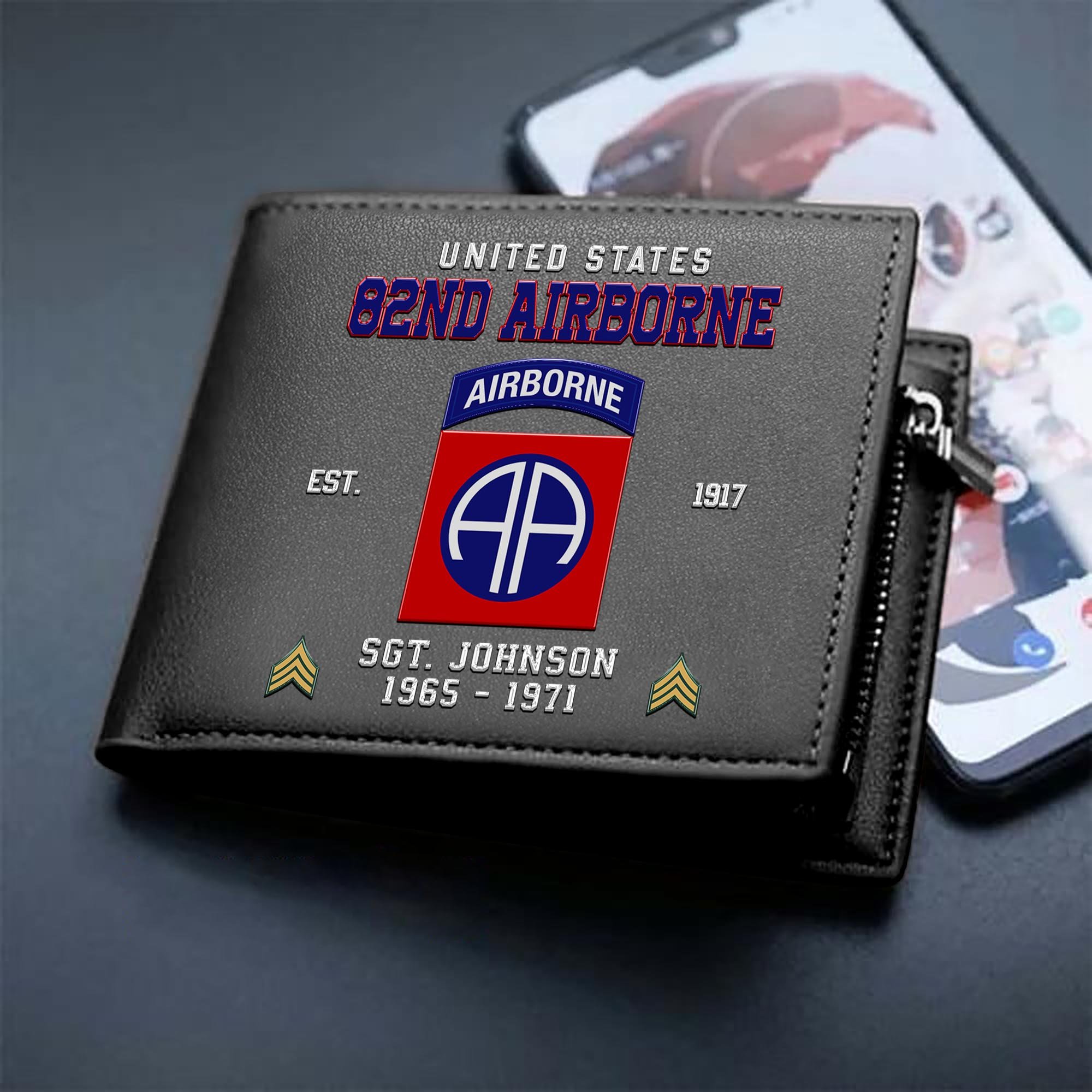 Alternative view of 82nd Airborne Custom Your Name, Rank And Year, US Military Wallet For Soldiers, Military Gifts For Him EHIVM-11274608
