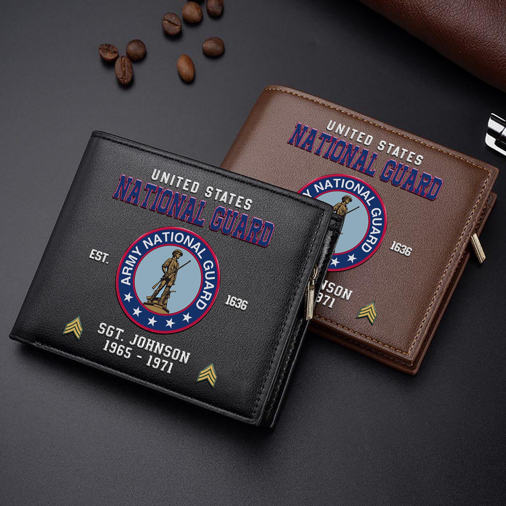 US National Guard Custom Your Name, Rank And Year, US Military Wallet For Soldiers, Military Gifts For Him EHIVM-11274608