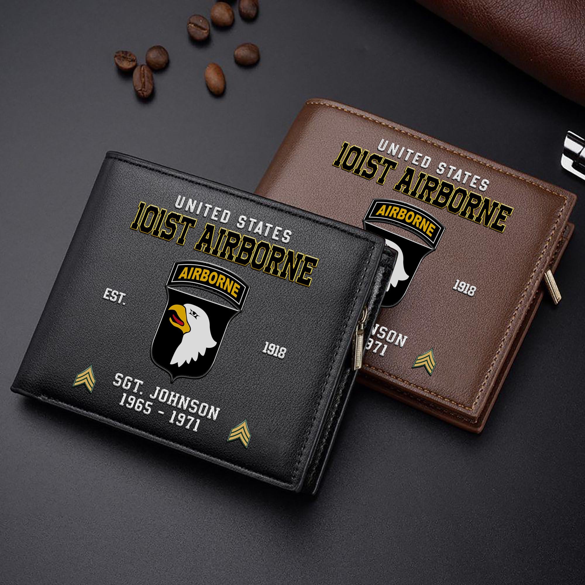 101st Airborne Division Custom Your Name, Rank And Year, US Military Wallet For Soldiers, Military Gifts For Him EHIVM-11274608