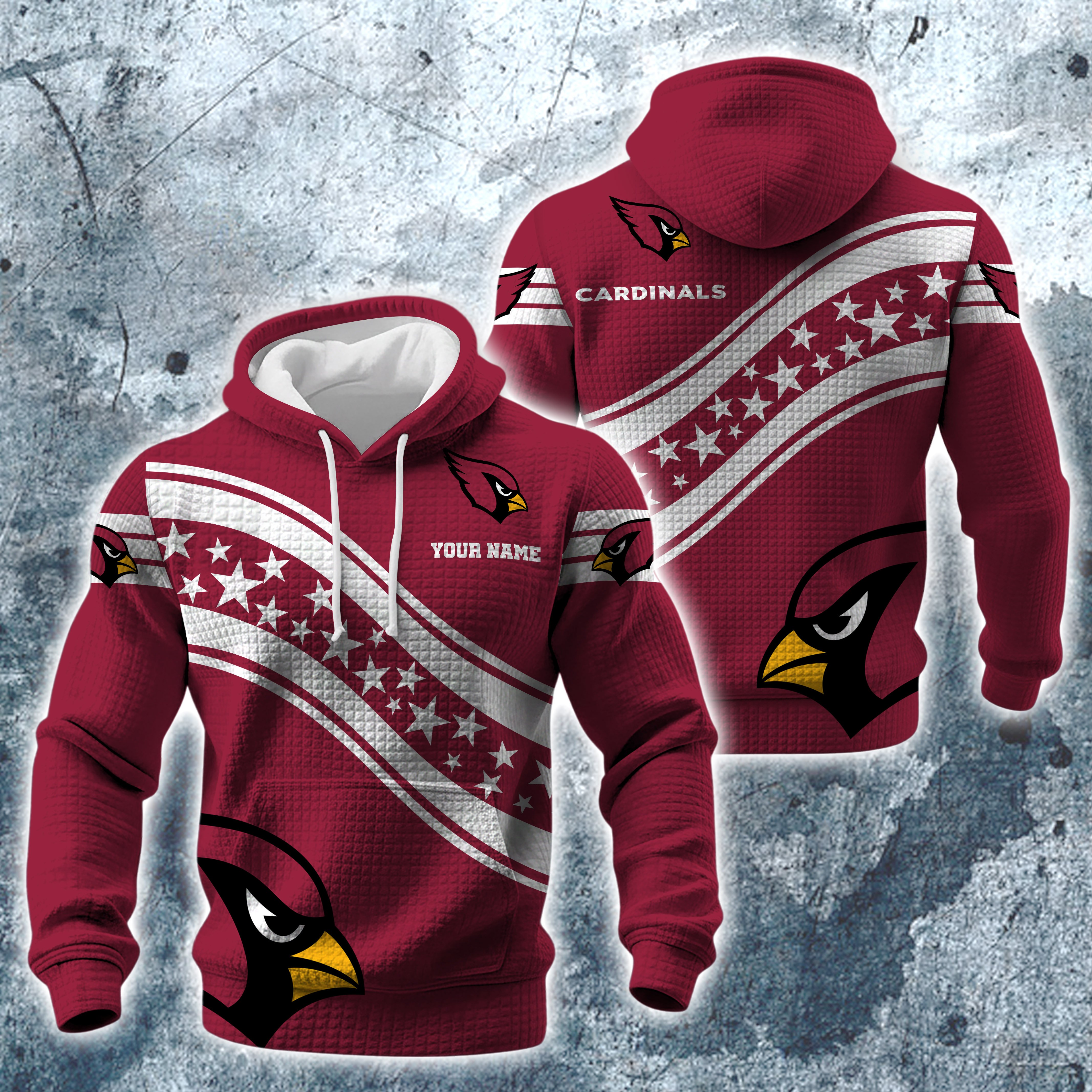 Arizona Cardinals Print Checkered Fabric Hooded Sweatshirt Custom Your Name, Gift For Sport EHIVM-10314338N