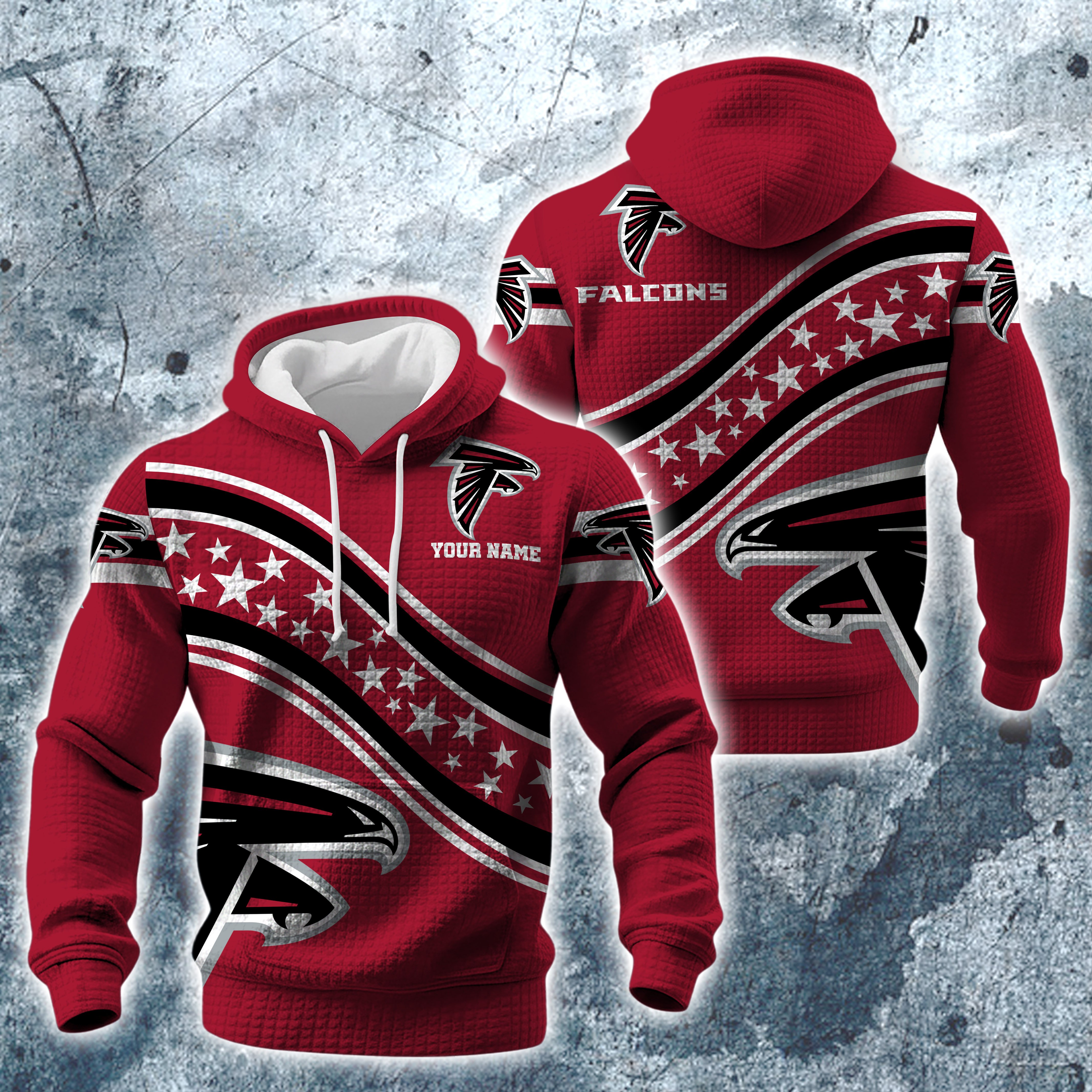 Atlanta Falcons Print Checkered Fabric Hooded Sweatshirt Custom Your Name, Gift For Sport EHIVM-10314338N