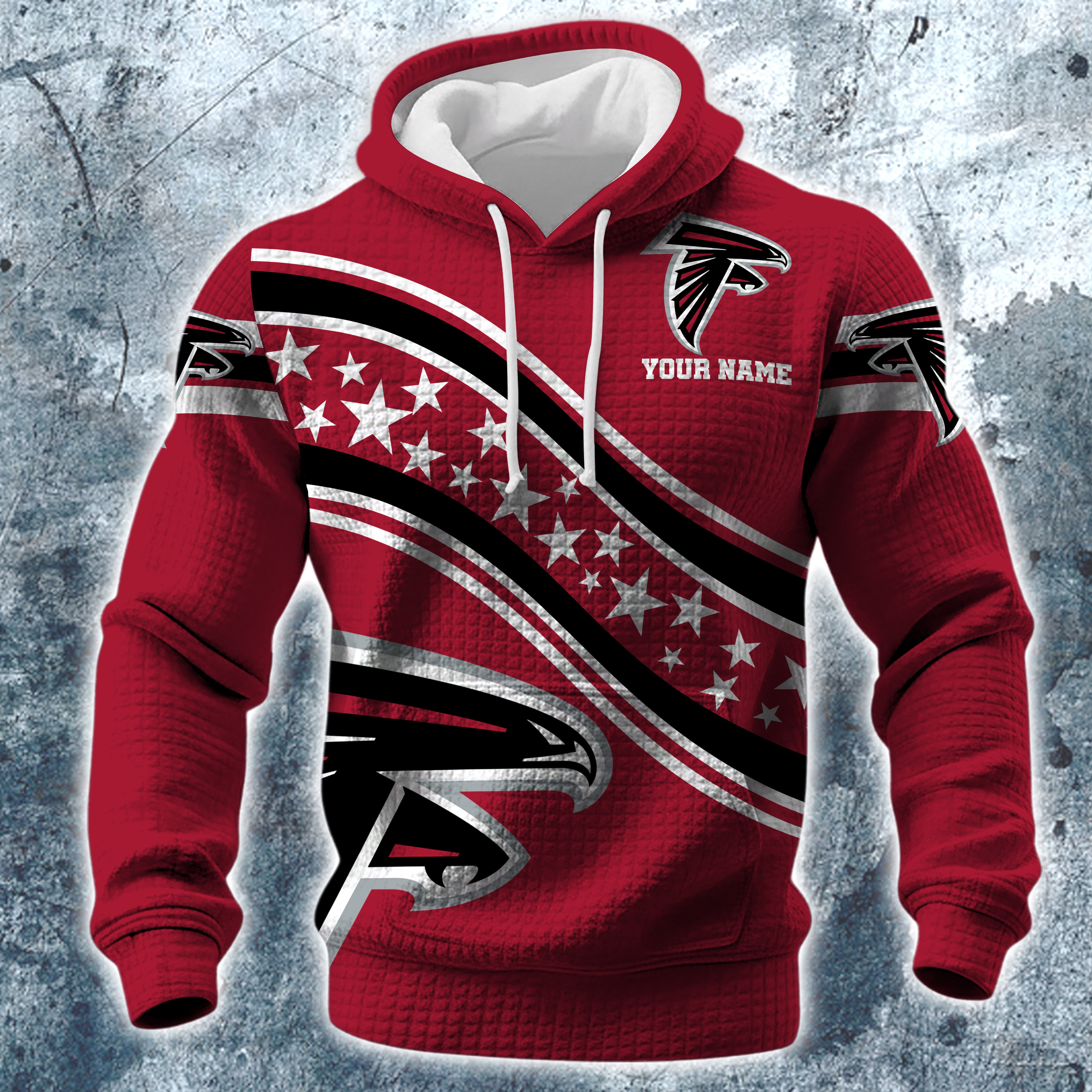Alternative view of Atlanta Falcons Print Checkered Fabric Hooded Sweatshirt Custom Your Name, Gift For Sport EHIVM-10314338N