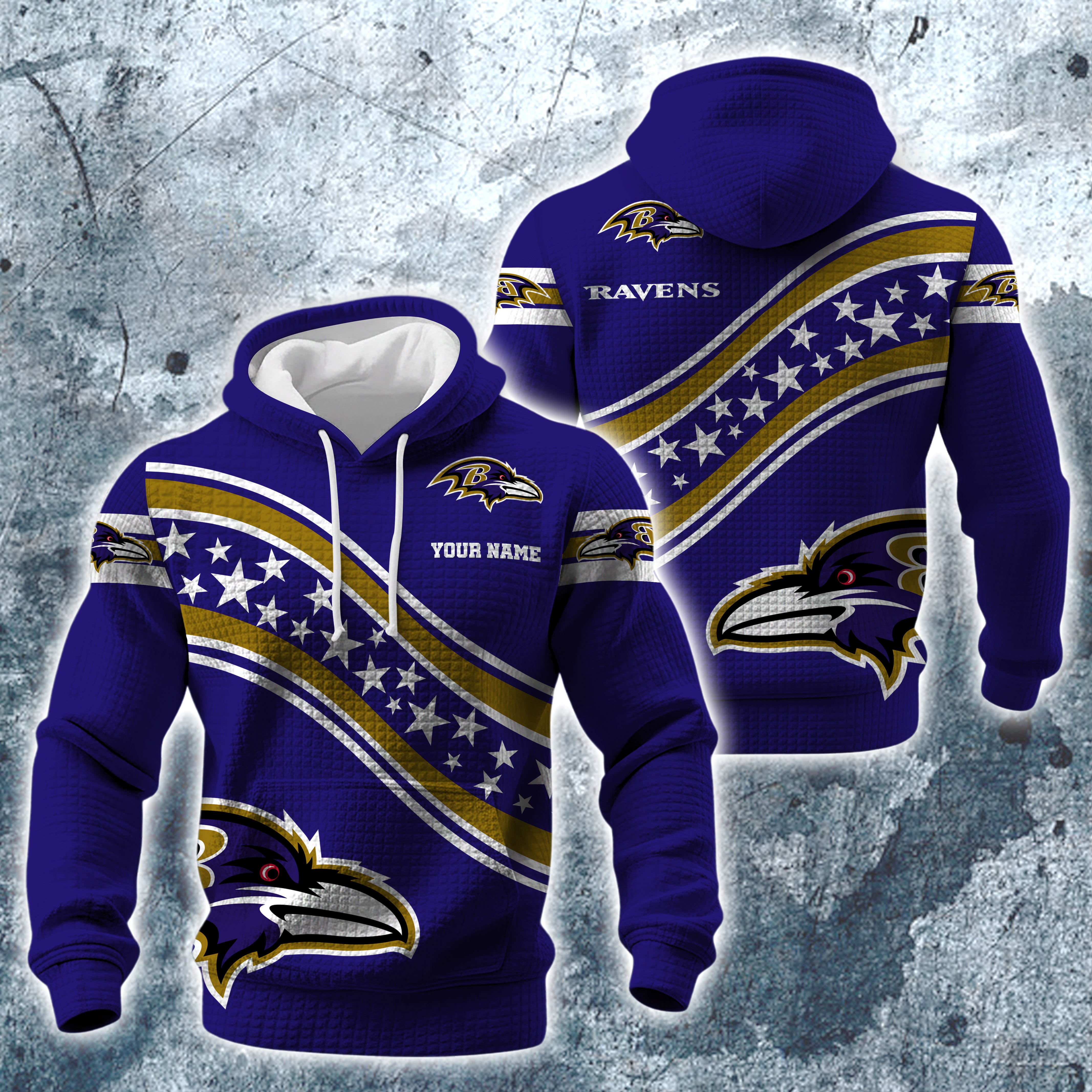 Baltimore Ravens Print Checkered Fabric Hooded Sweatshirt Custom Your Name, Gift For Sport EHIVM-10314338N
