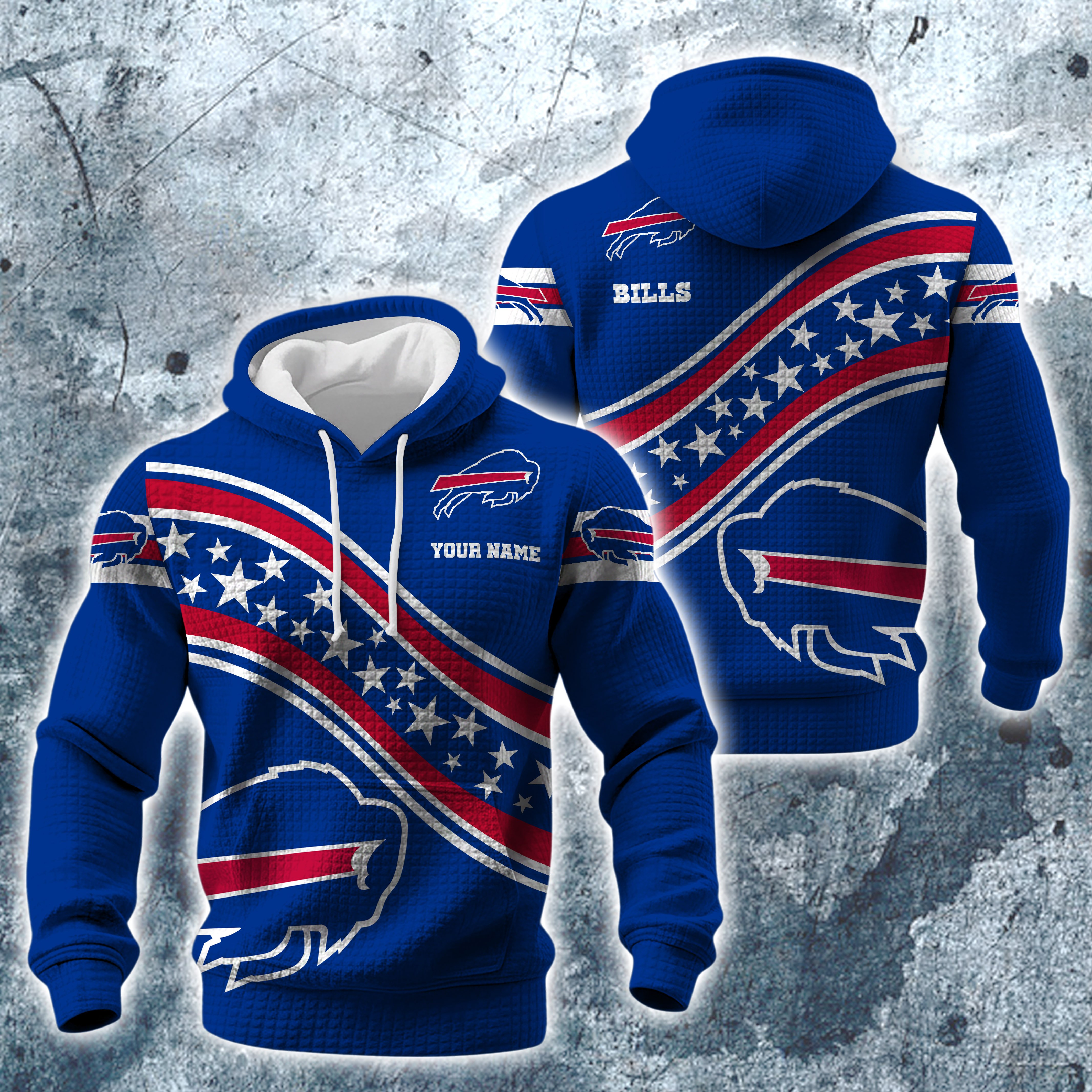 Buffalo Bills Print Checkered Fabric Hooded Sweatshirt Custom Your Name, Gift For Sport EHIVM-10314338N