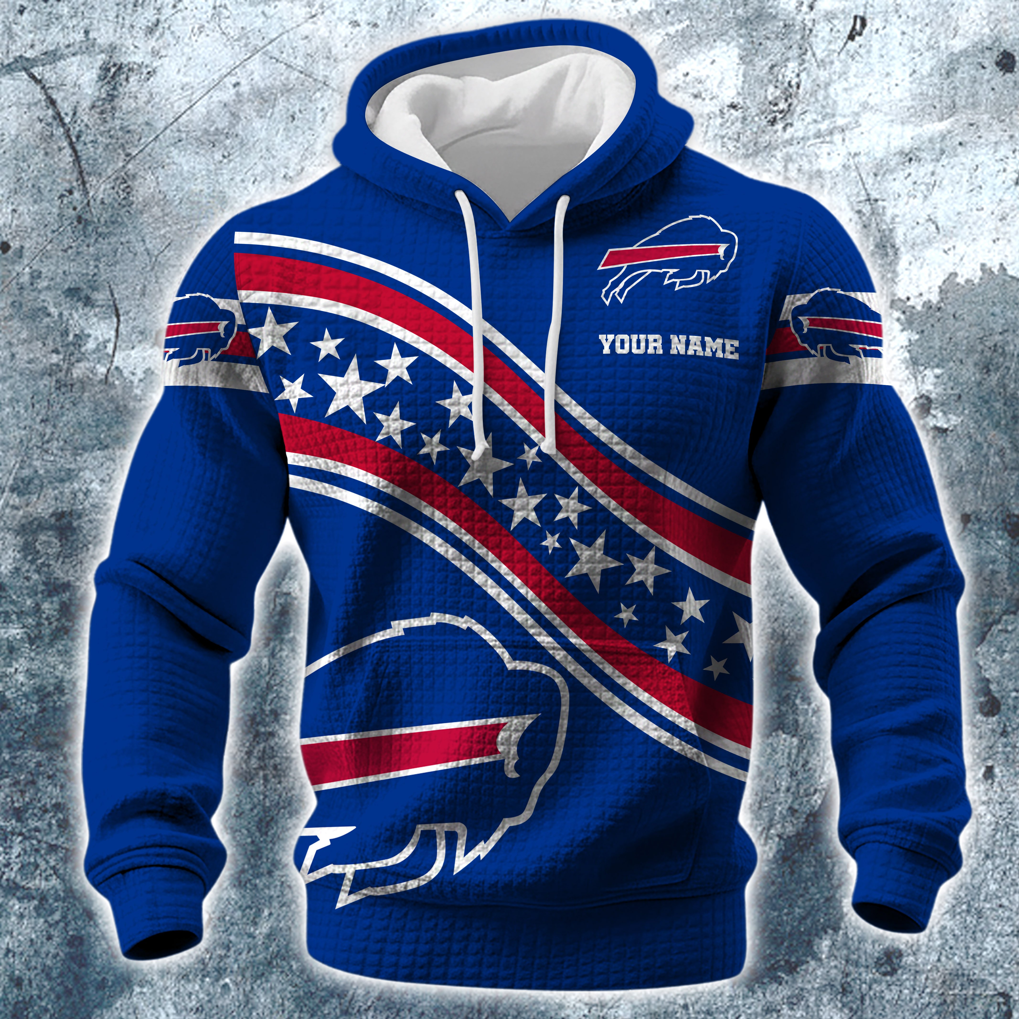 Alternative view of Buffalo Bills Print Checkered Fabric Hooded Sweatshirt Custom Your Name, Gift For Sport EHIVM-10314338N
