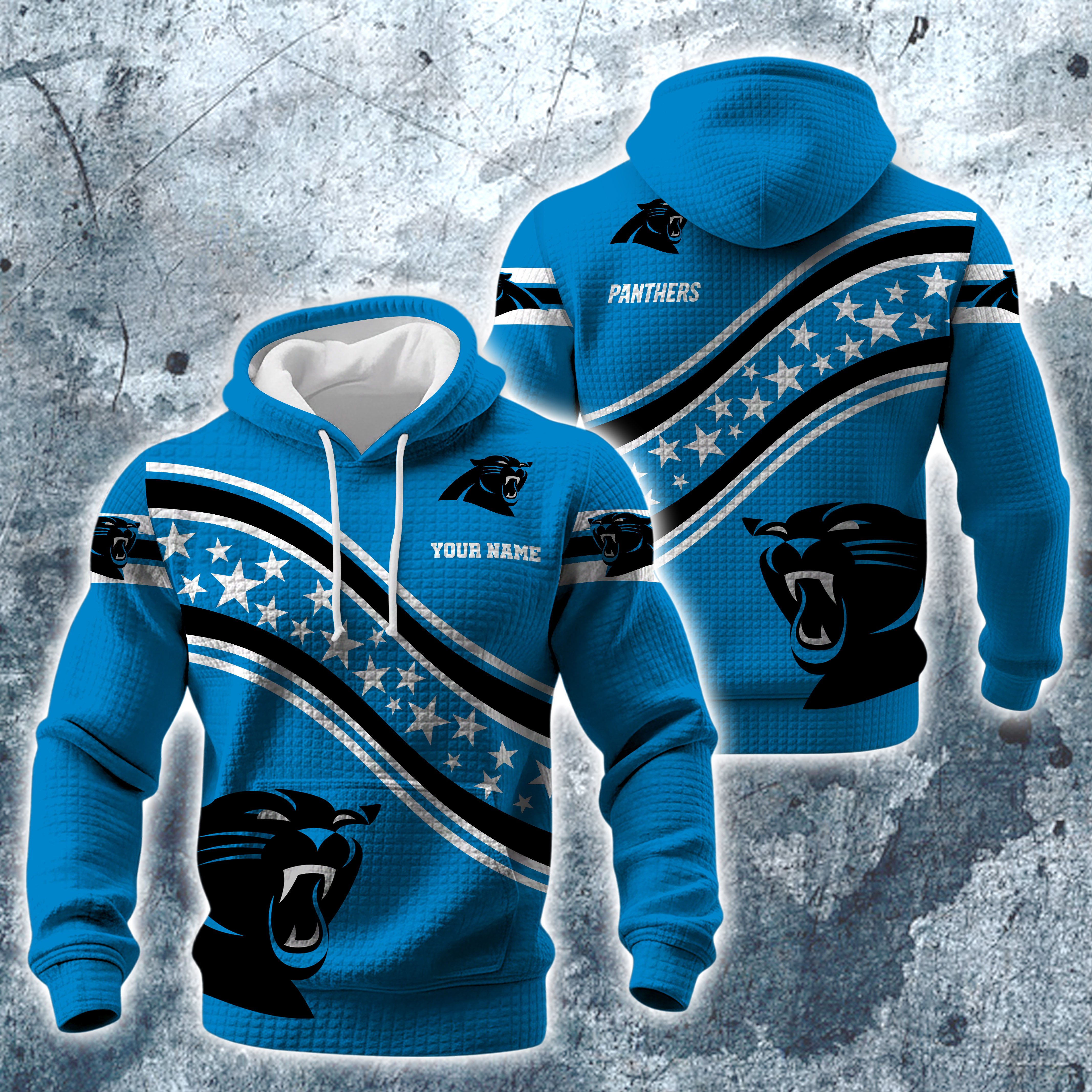 Carolina Panthers Print Checkered Fabric Hooded Sweatshirt Custom Your Name, Gift For Sport EHIVM-10314338N