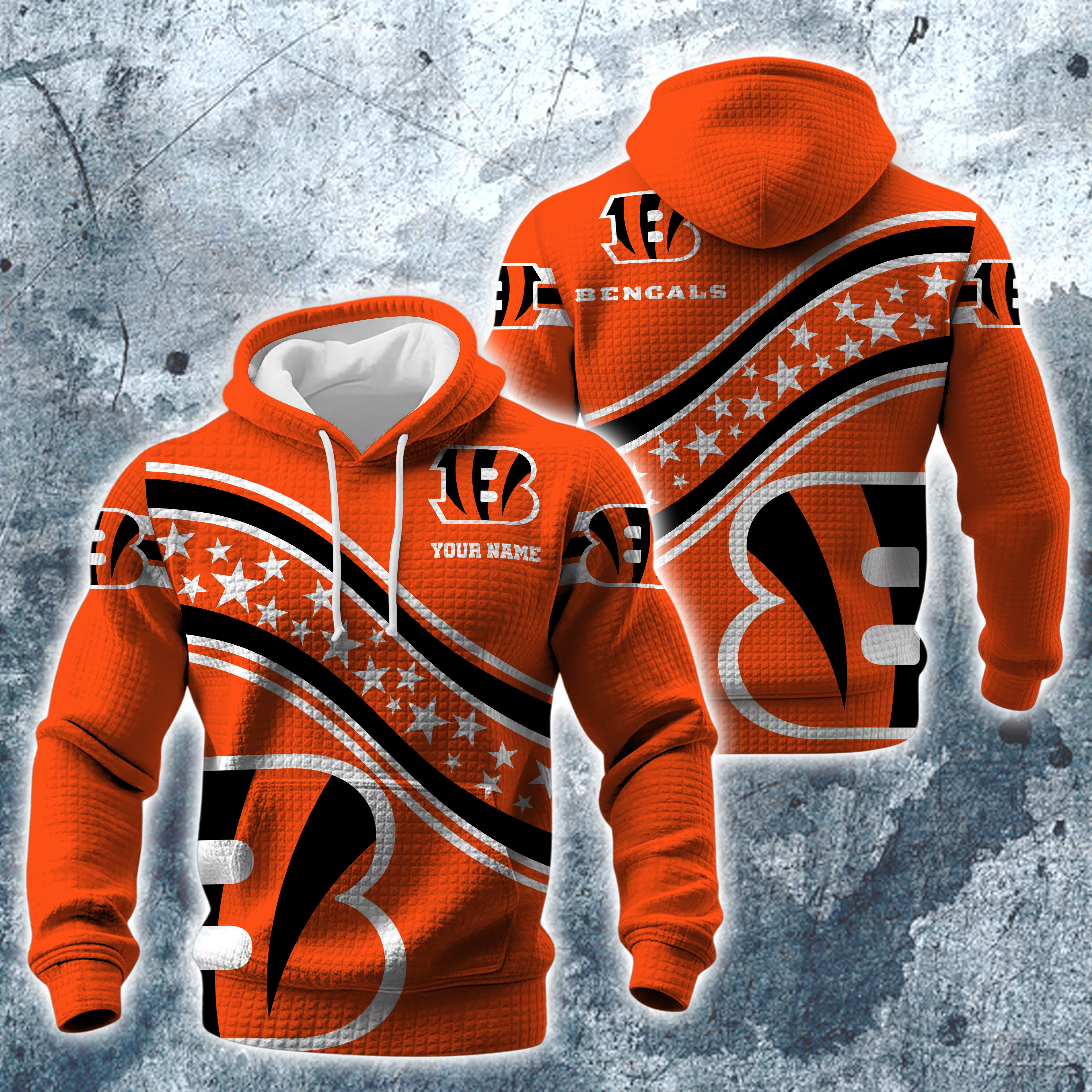 Cincinnati Bengals Print Checkered Fabric Hooded Sweatshirt Custom Your Name, Gift For Sport EHIVM-10314338N