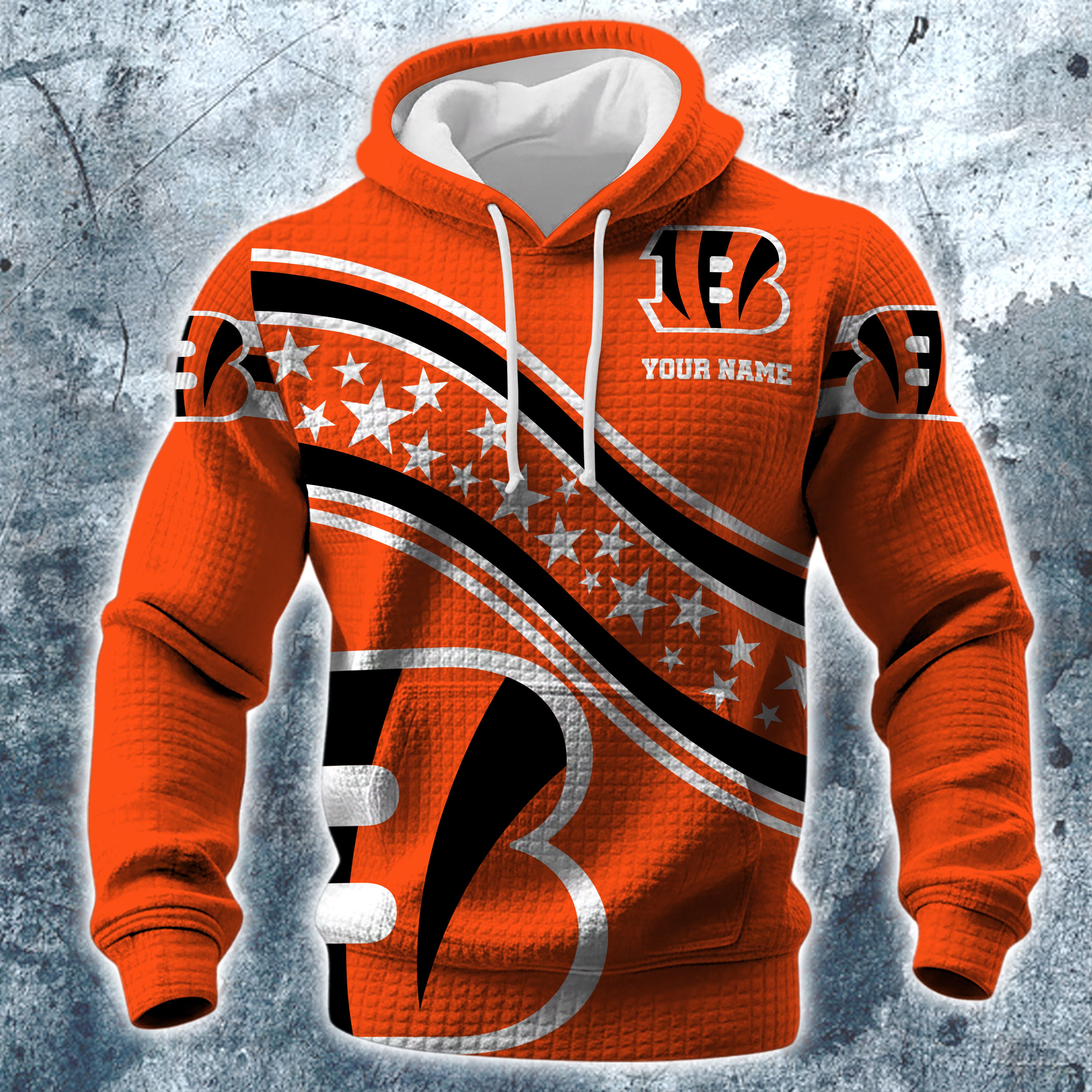 Alternative view of Cincinnati Bengals Print Checkered Fabric Hooded Sweatshirt Custom Your Name, Gift For Sport EHIVM-10314338N