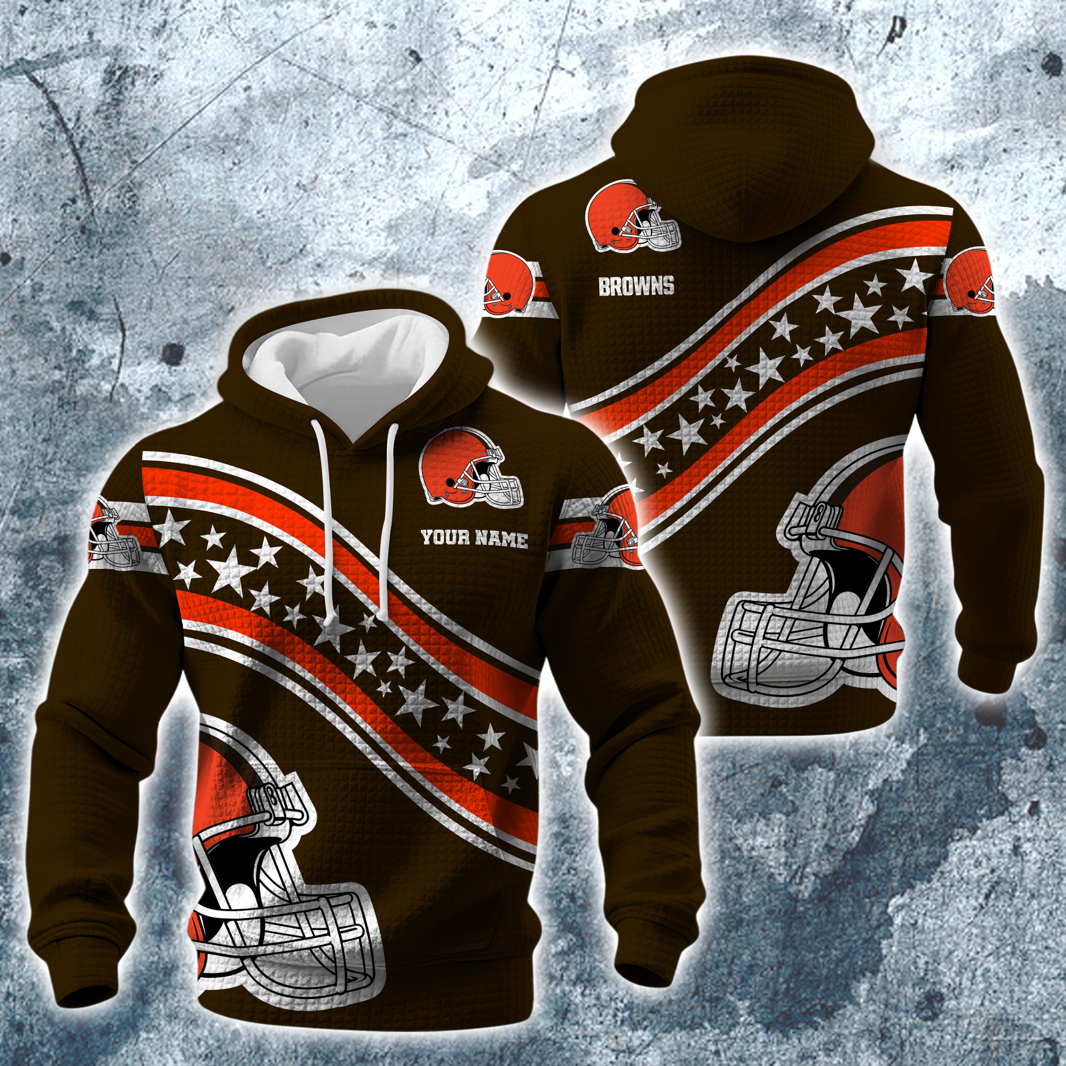 Cleveland Browns Print Checkered Fabric Hooded Sweatshirt Custom Your Name, Gift For Sport EHIVM-10314338N