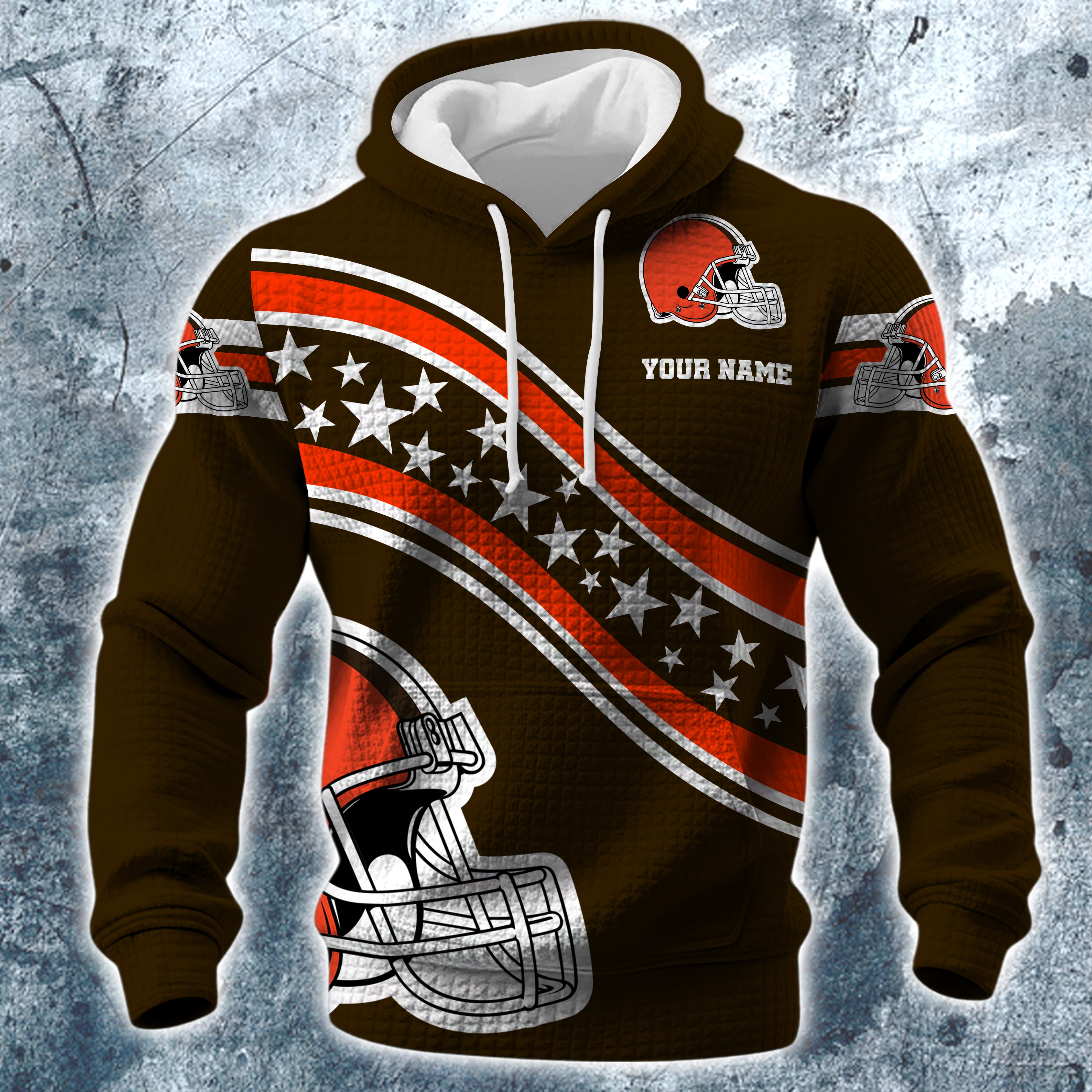 Alternative view of Cleveland Browns Print Checkered Fabric Hooded Sweatshirt Custom Your Name, Gift For Sport EHIVM-10314338N