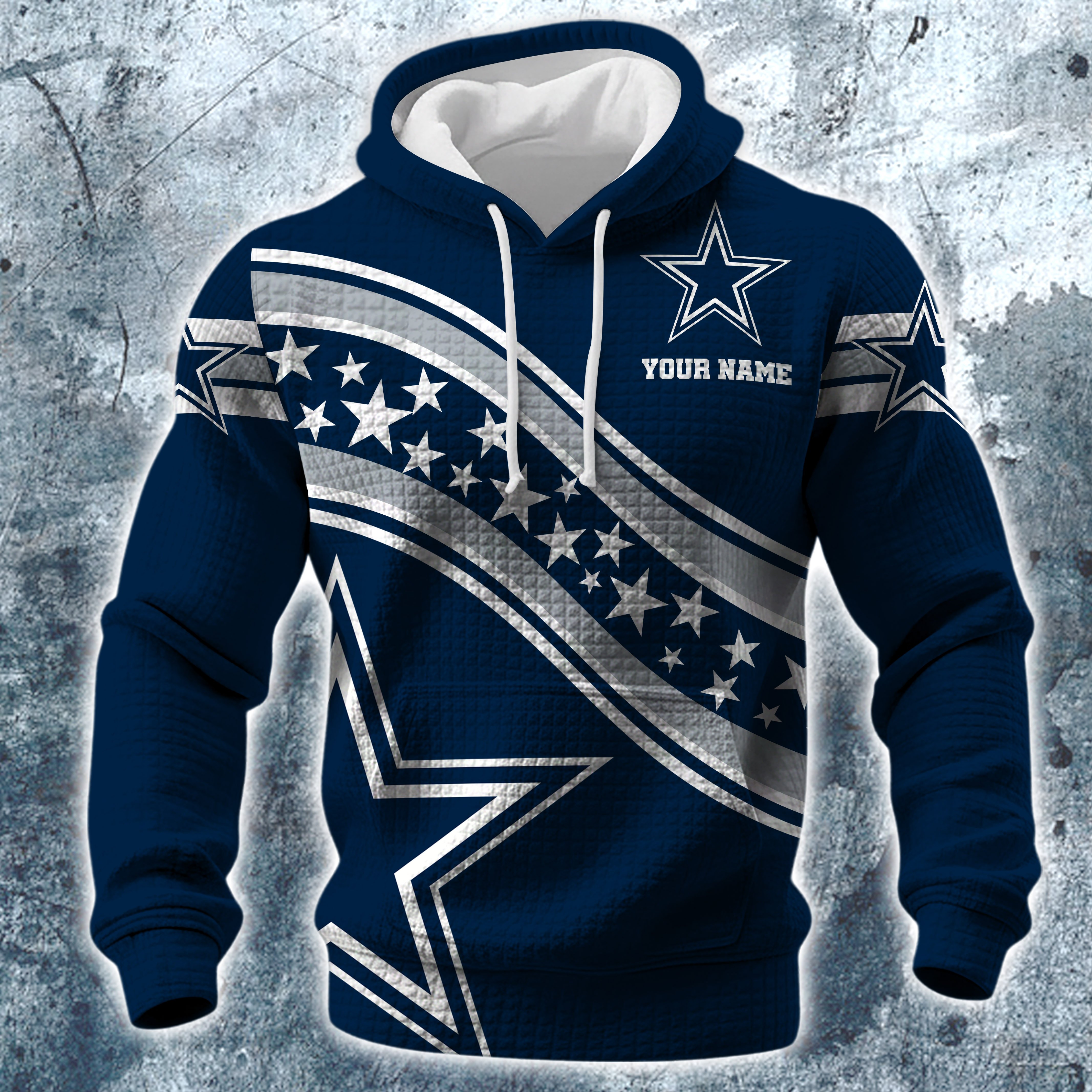 Alternative view of Dallas Cowboys Print Checkered Fabric Hooded Sweatshirt Custom Your Name, Gift For Sport EHIVM-10314338N