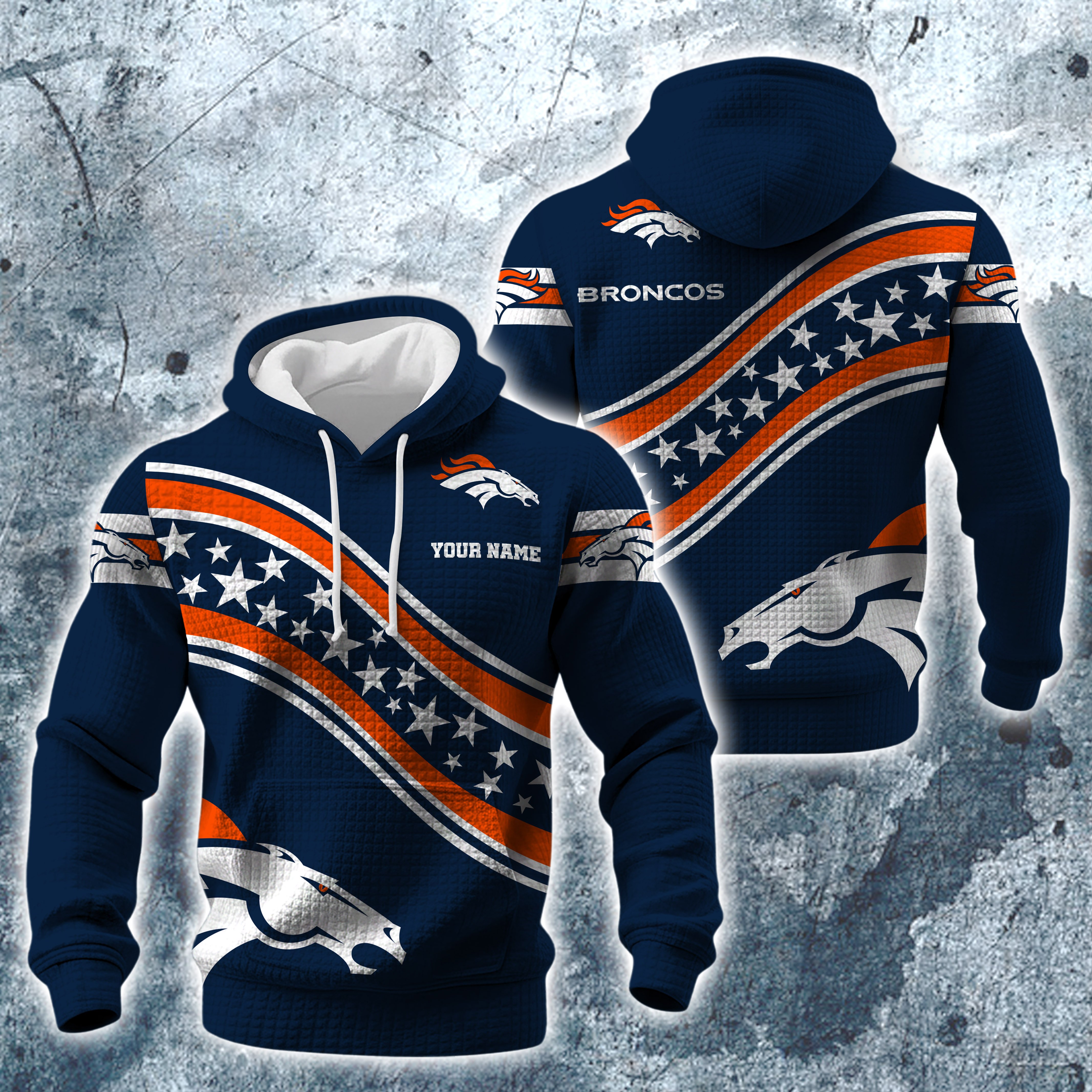 Denver Broncos Print Checkered Fabric Hooded Sweatshirt Custom Your Name, Gift For Sport EHIVM-10314338N