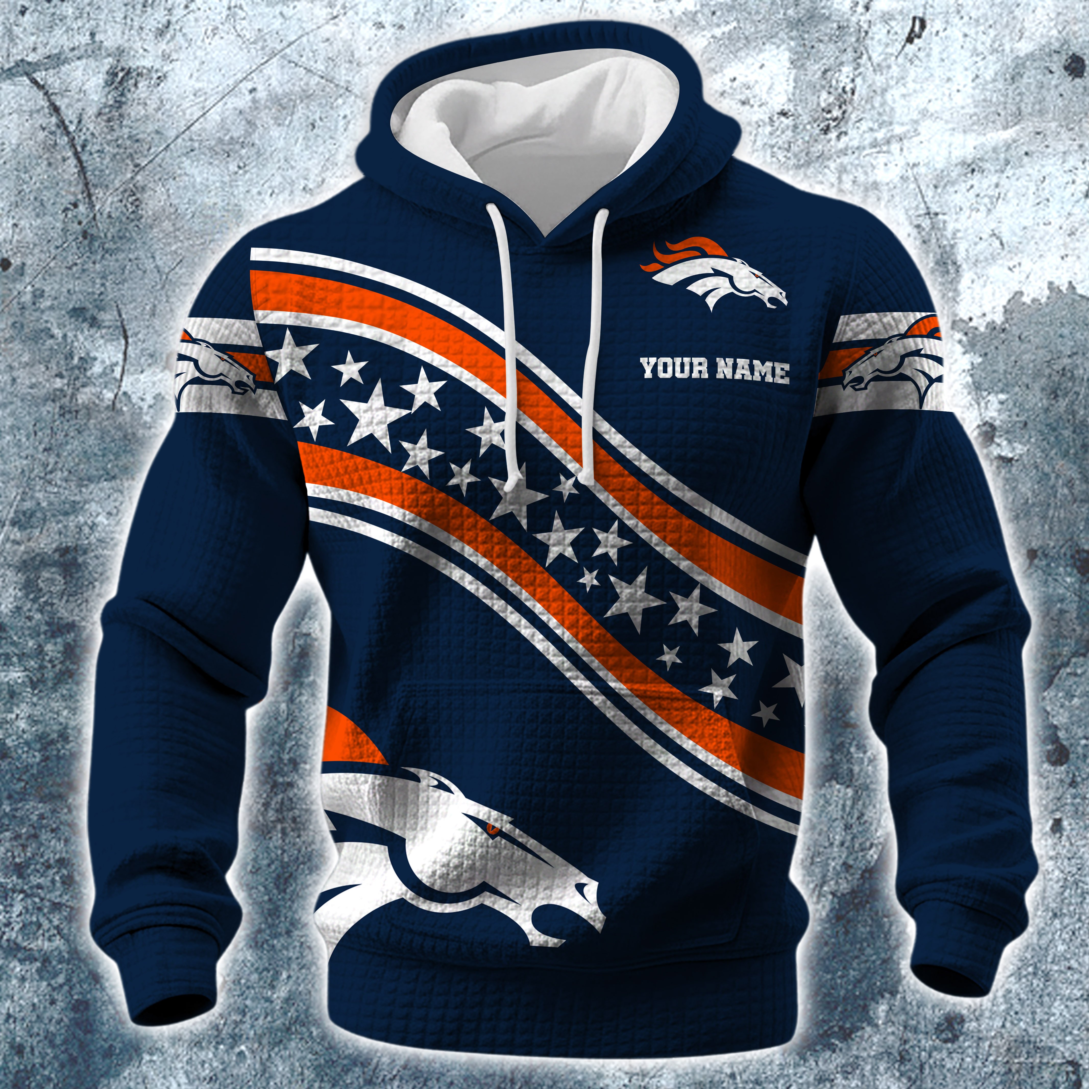 Alternative view of Denver Broncos Print Checkered Fabric Hooded Sweatshirt Custom Your Name, Gift For Sport EHIVM-10314338N