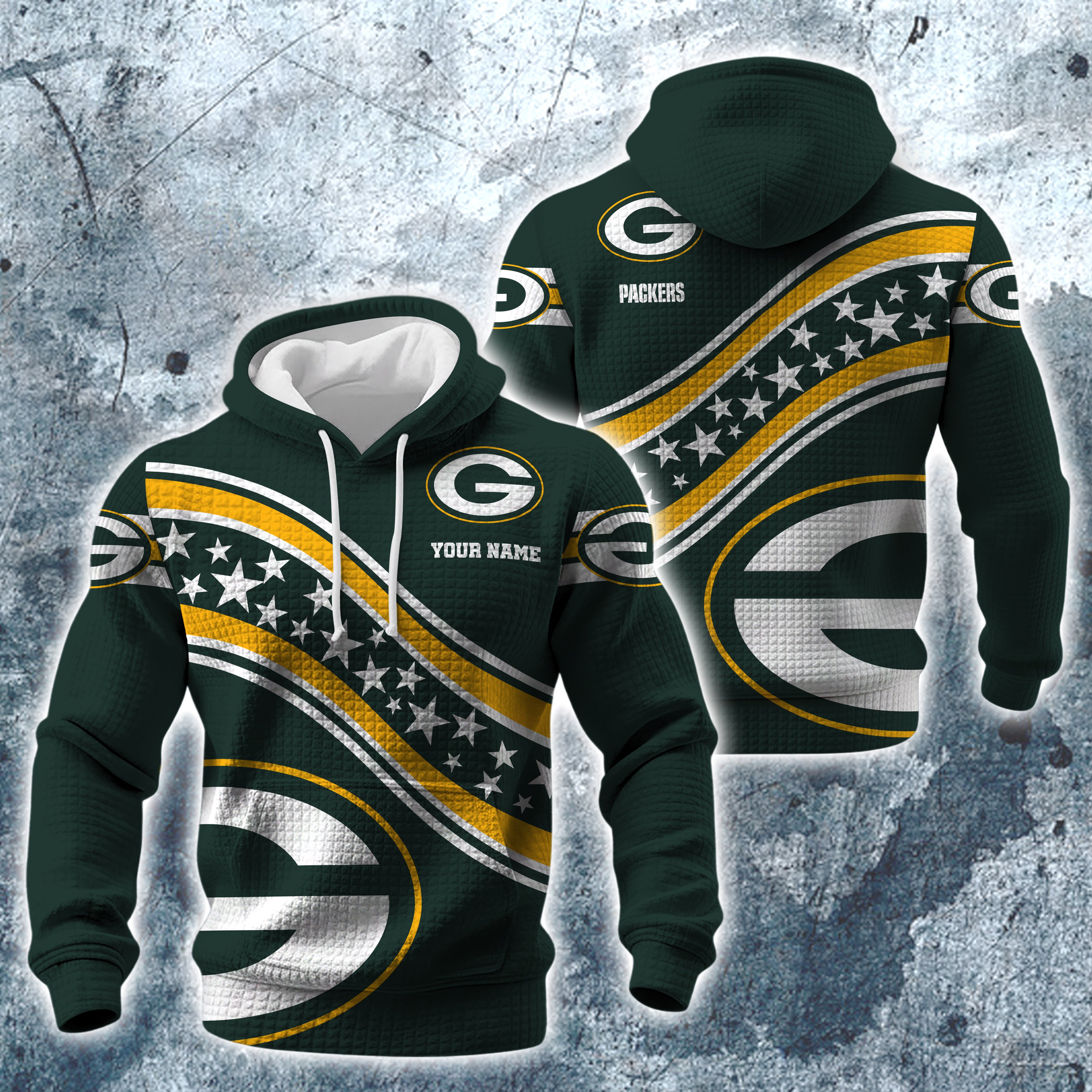 Green Bay Packers Print Checkered Fabric Hooded Sweatshirt Custom Your Name, Gift For Sport EHIVM-10314338N