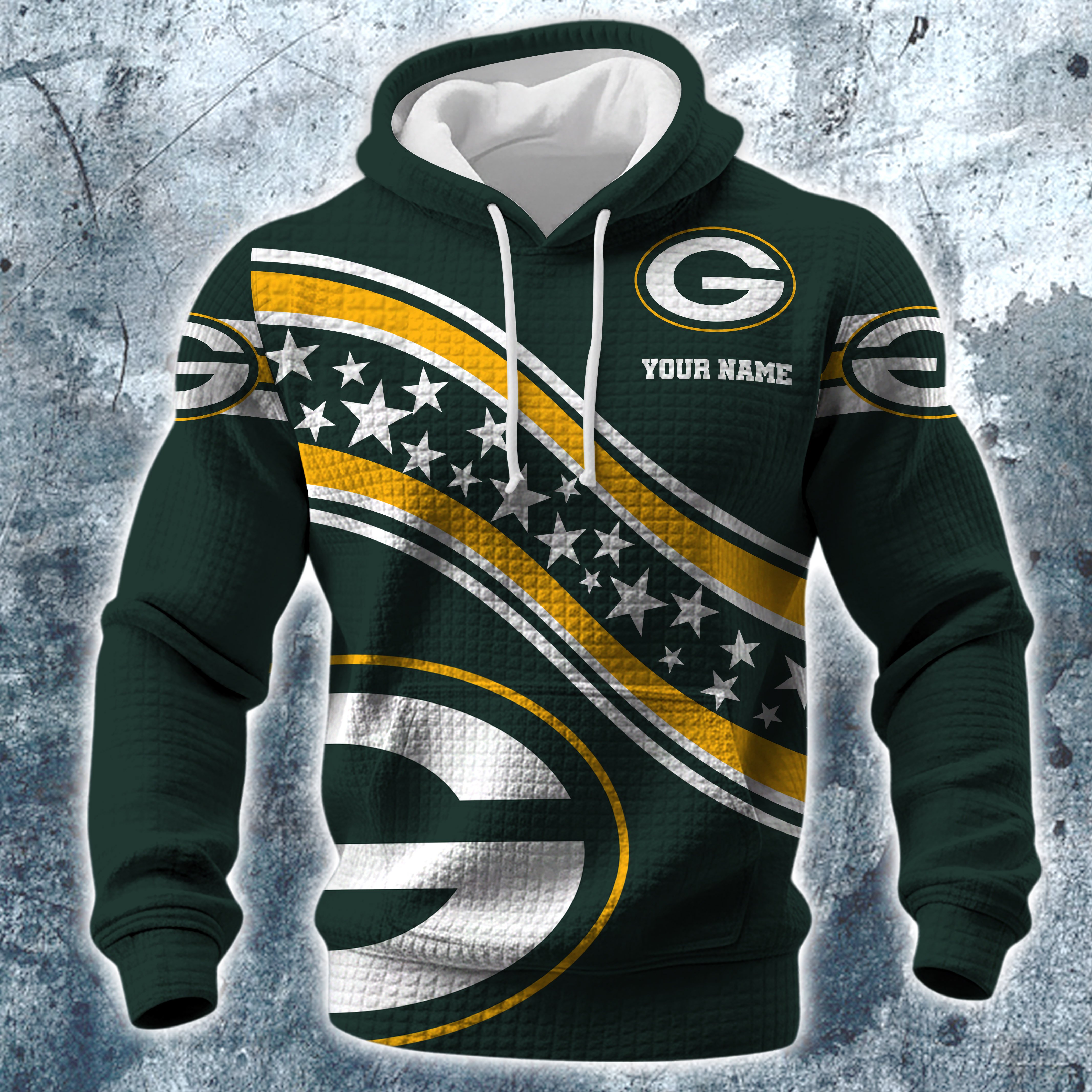 Alternative view of Green Bay Packers Print Checkered Fabric Hooded Sweatshirt Custom Your Name, Gift For Sport EHIVM-10314338N