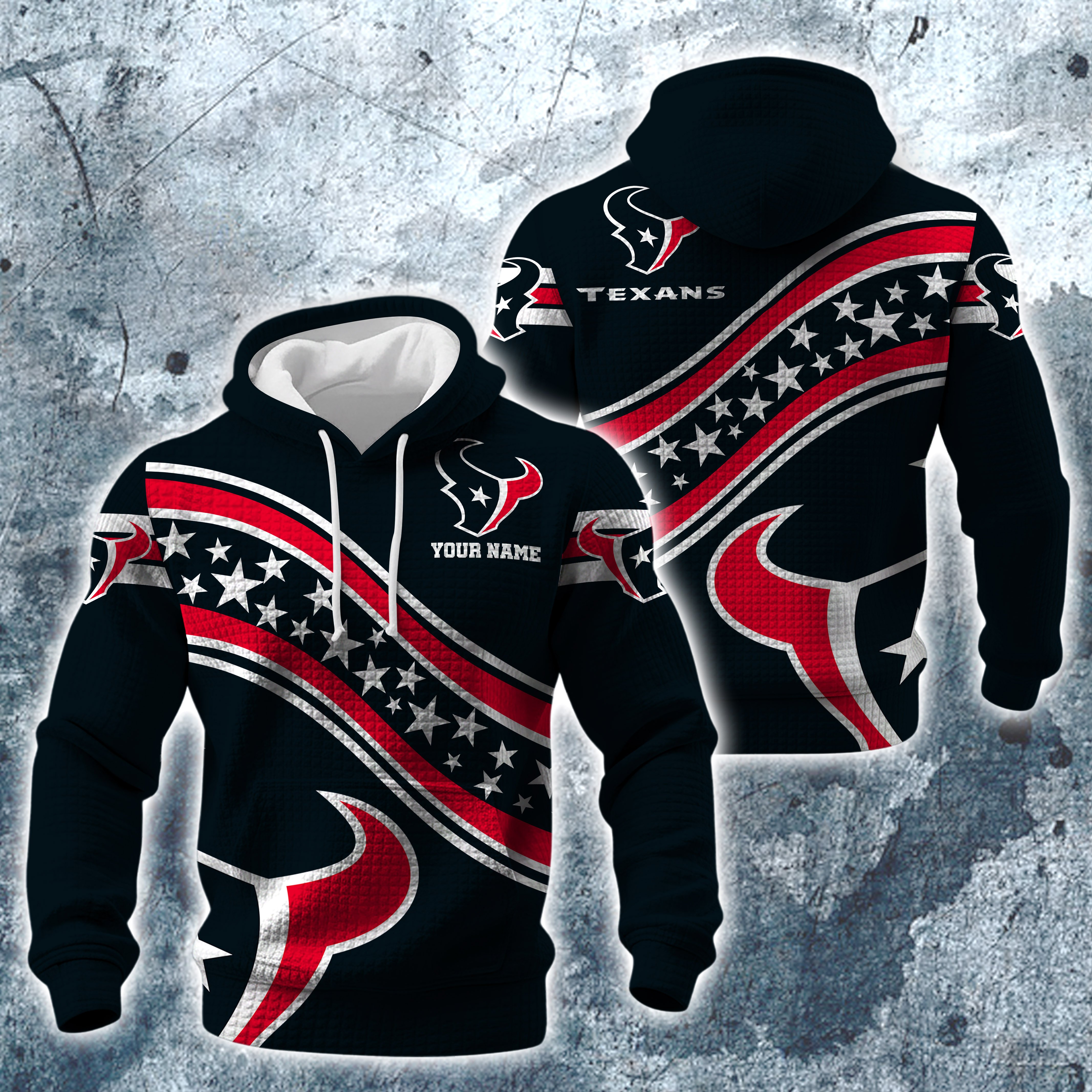 Houston Texans Print Checkered Fabric Hooded Sweatshirt Custom Your Name, Gift For Sport EHIVM-10314338N