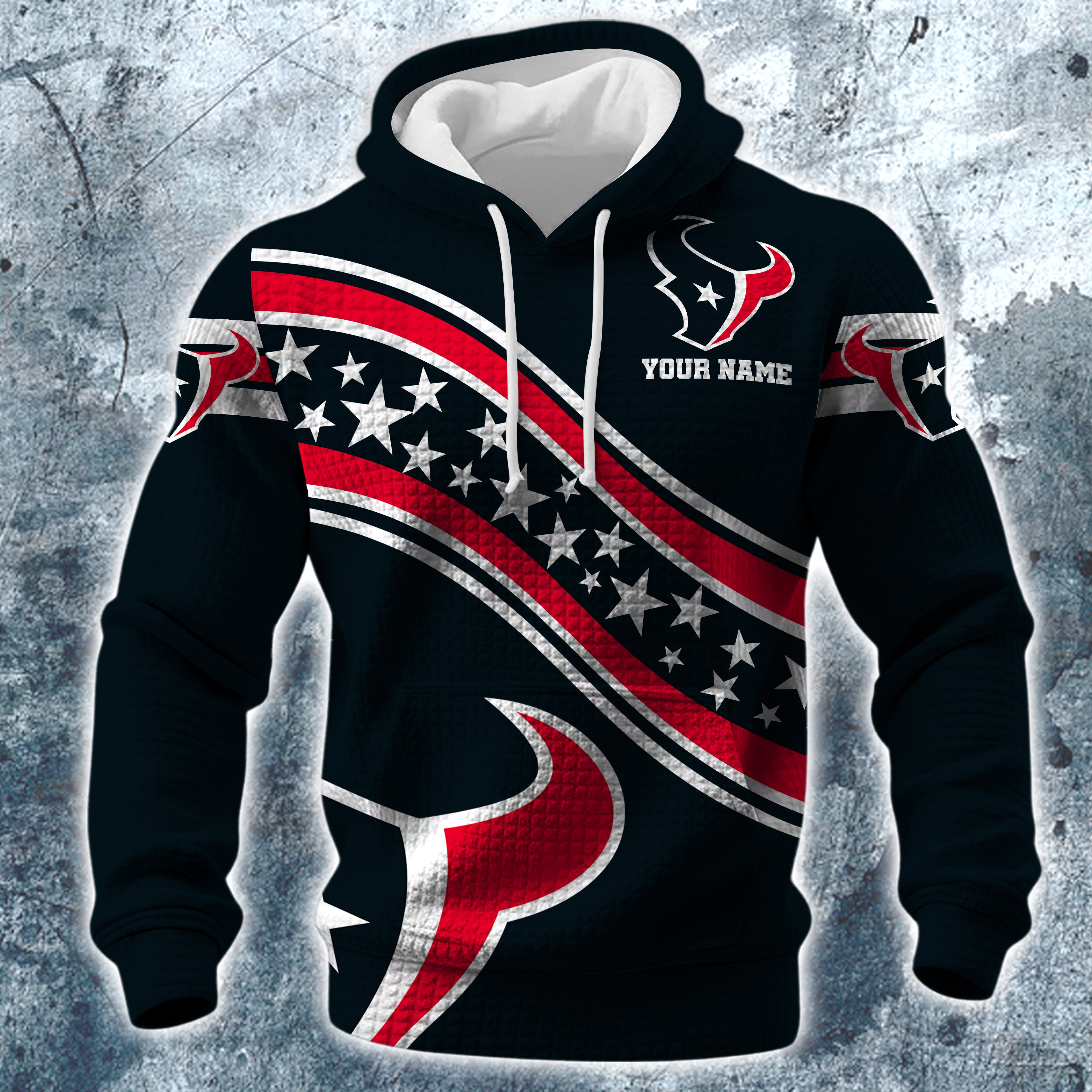 Alternative view of Houston Texans Print Checkered Fabric Hooded Sweatshirt Custom Your Name, Gift For Sport EHIVM-10314338N