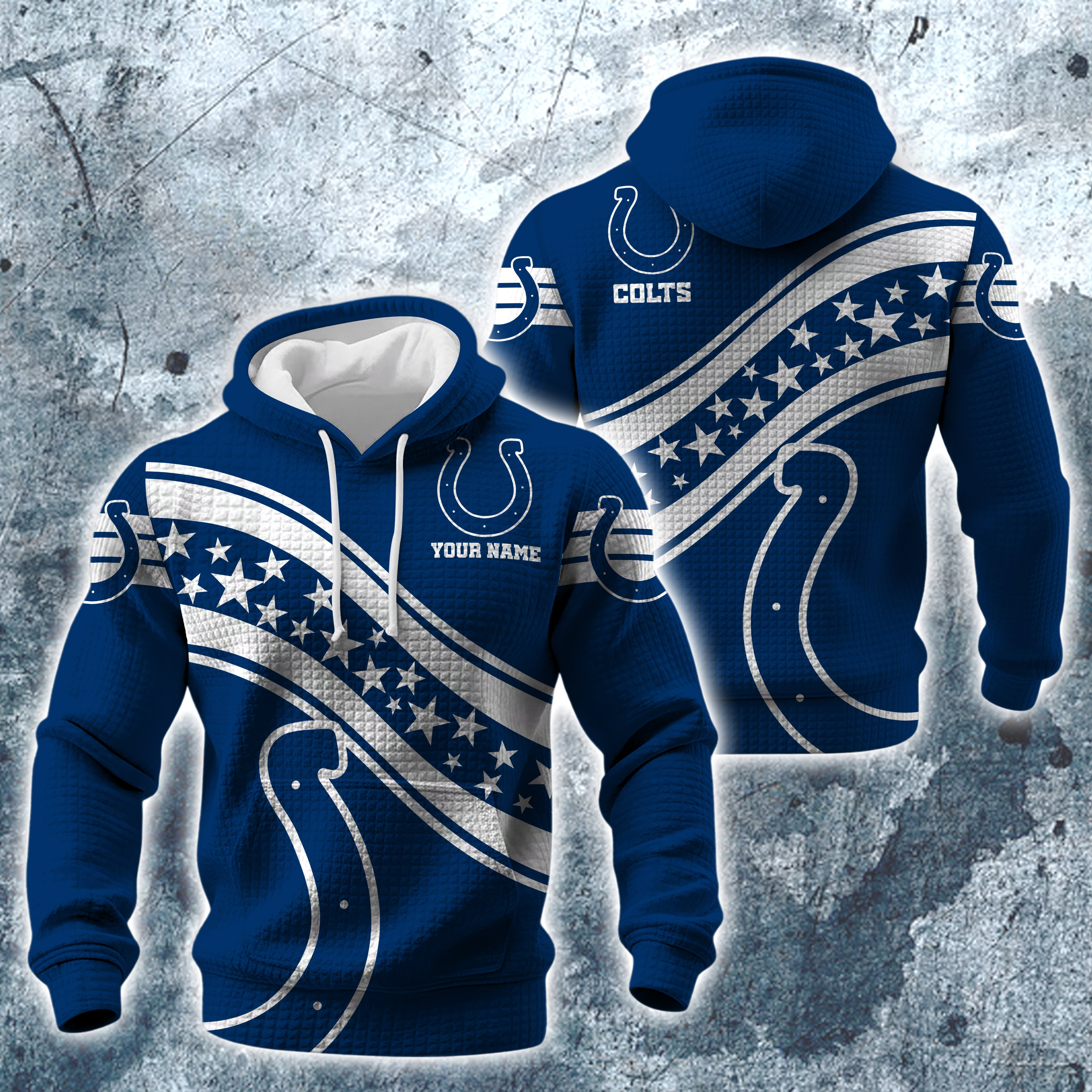 Indianapolis Colts Print Checkered Fabric Hooded Sweatshirt Custom Your Name, Gift For Sport EHIVM-10314338N