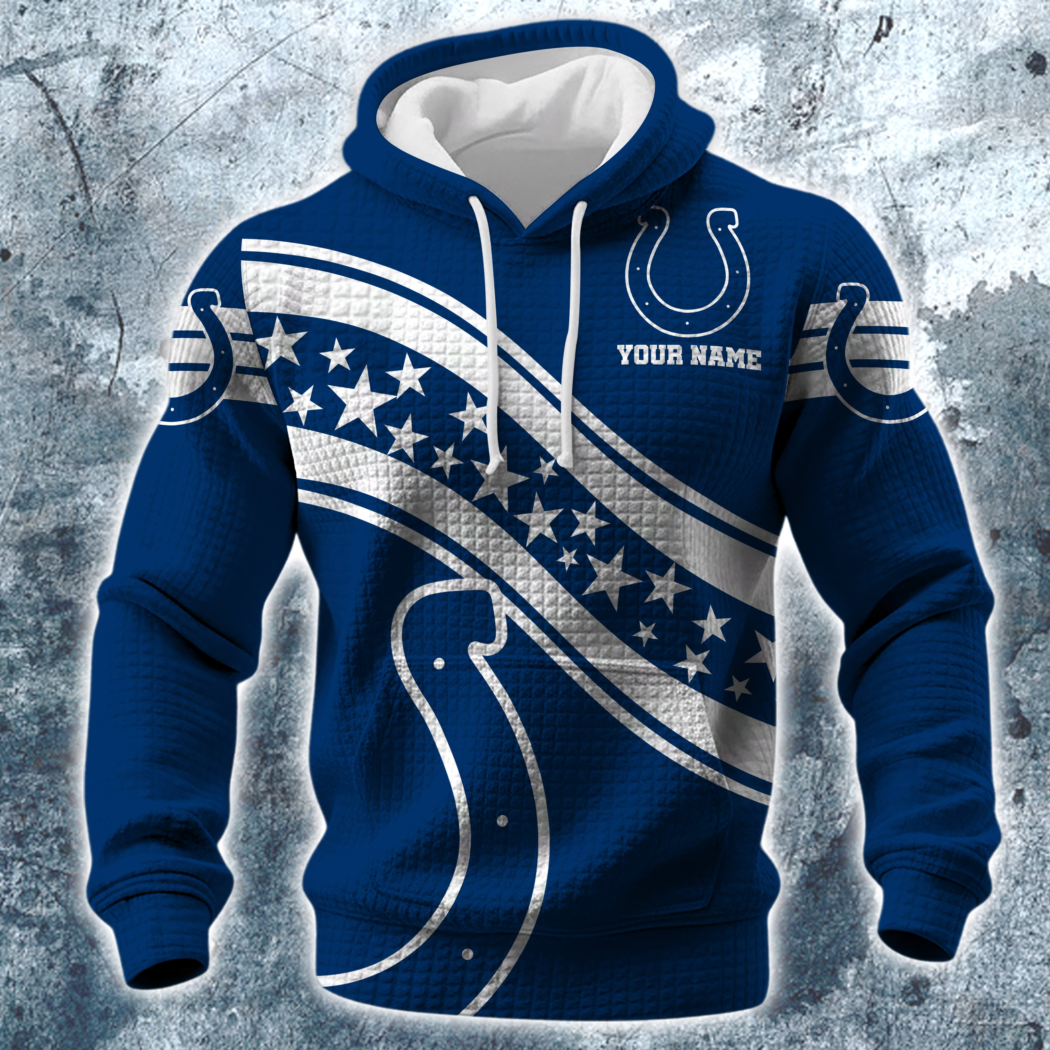 Alternative view of Indianapolis Colts Print Checkered Fabric Hooded Sweatshirt Custom Your Name, Gift For Sport EHIVM-10314338N