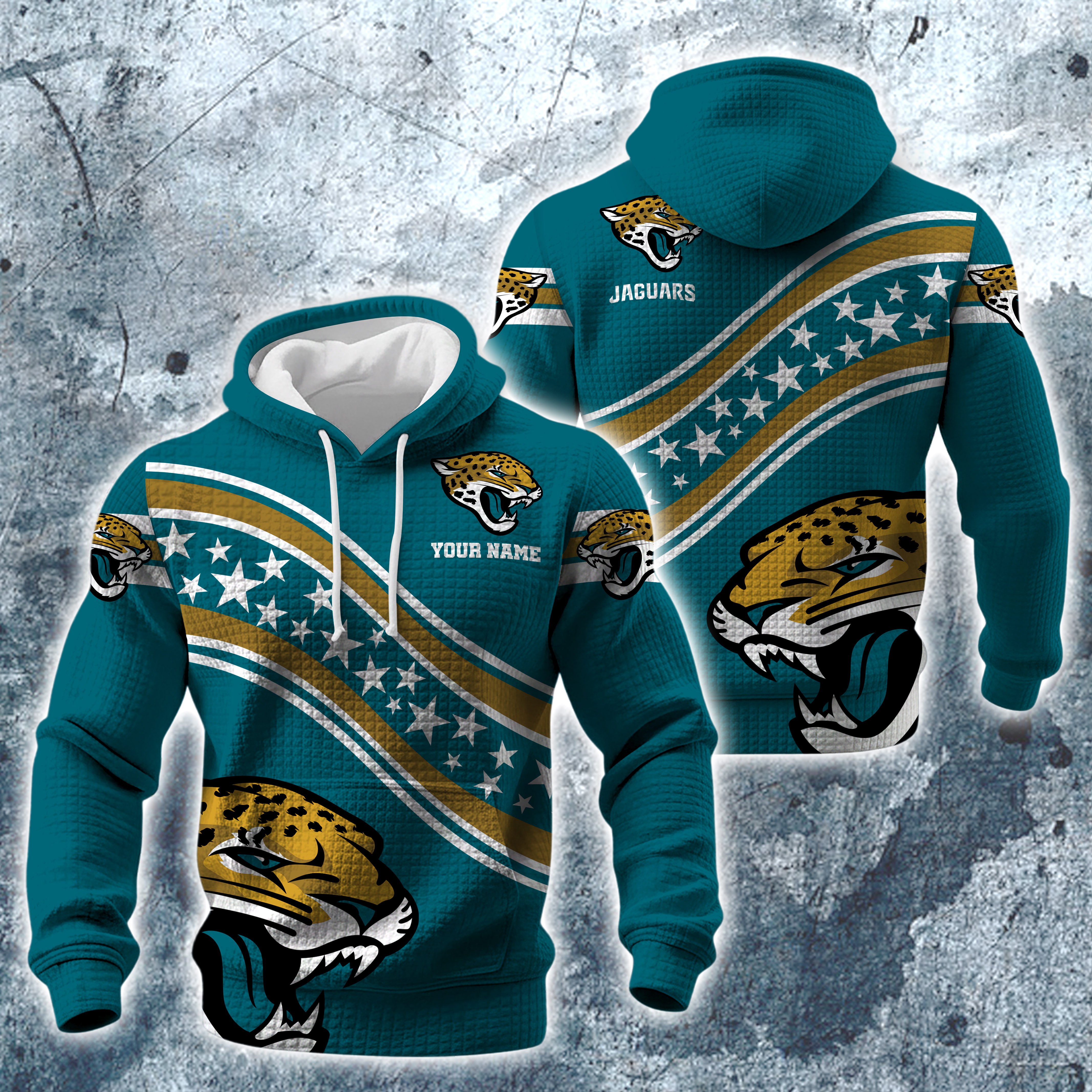 Jacksonville Jaguars Print Checkered Fabric Hooded Sweatshirt Custom Your Name, Gift For Sport EHIVM-10314338N