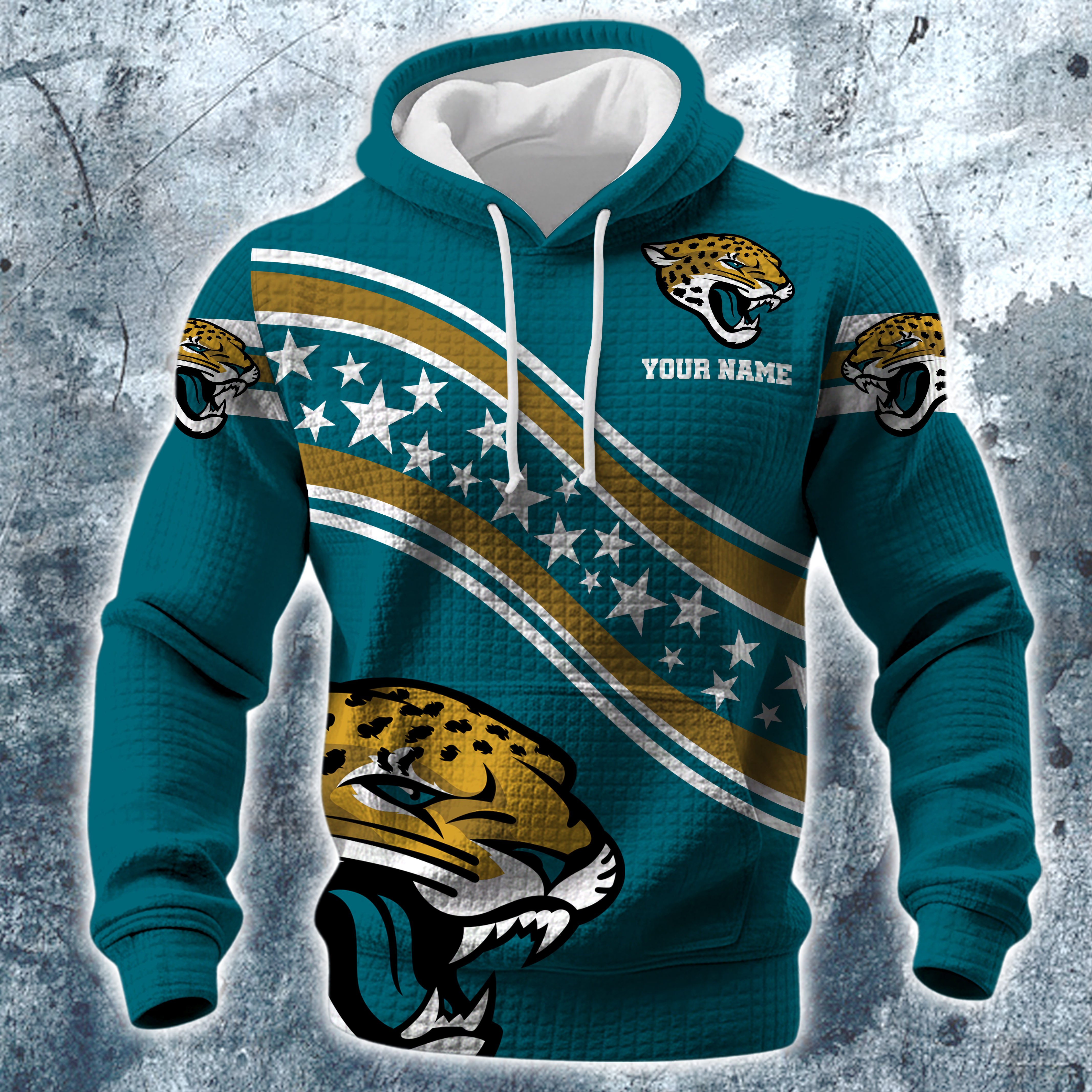 Alternative view of Jacksonville Jaguars Print Checkered Fabric Hooded Sweatshirt Custom Your Name, Gift For Sport EHIVM-10314338N