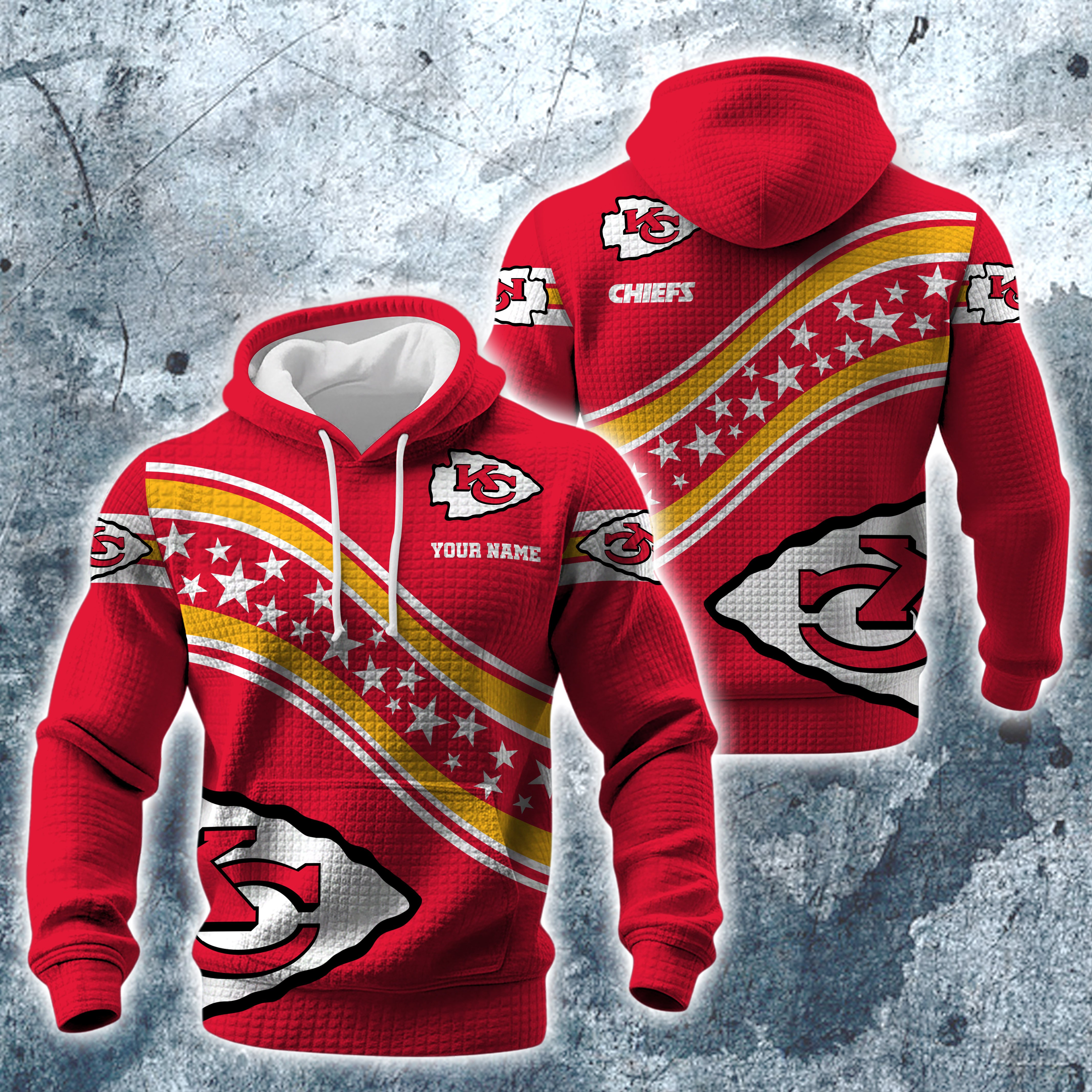 Kansas City Chiefs Print Checkered Fabric Hooded Sweatshirt Custom Your Name, Gift For Sport EHIVM-10314338N