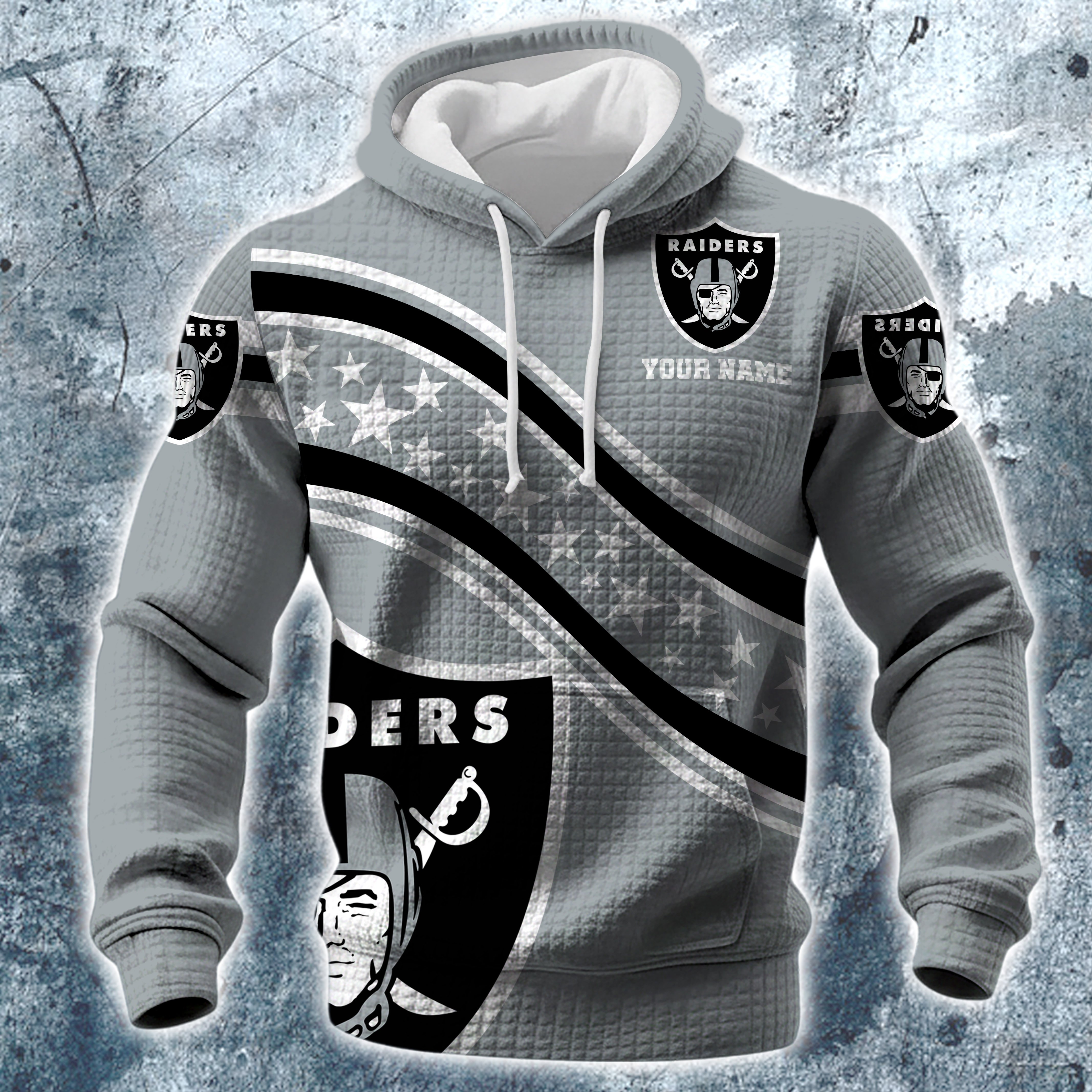 Alternative view of Las Vegas Raiders Print Checkered Fabric Hooded Sweatshirt Custom Your Name, Gift For Sport EHIVM-10314338N