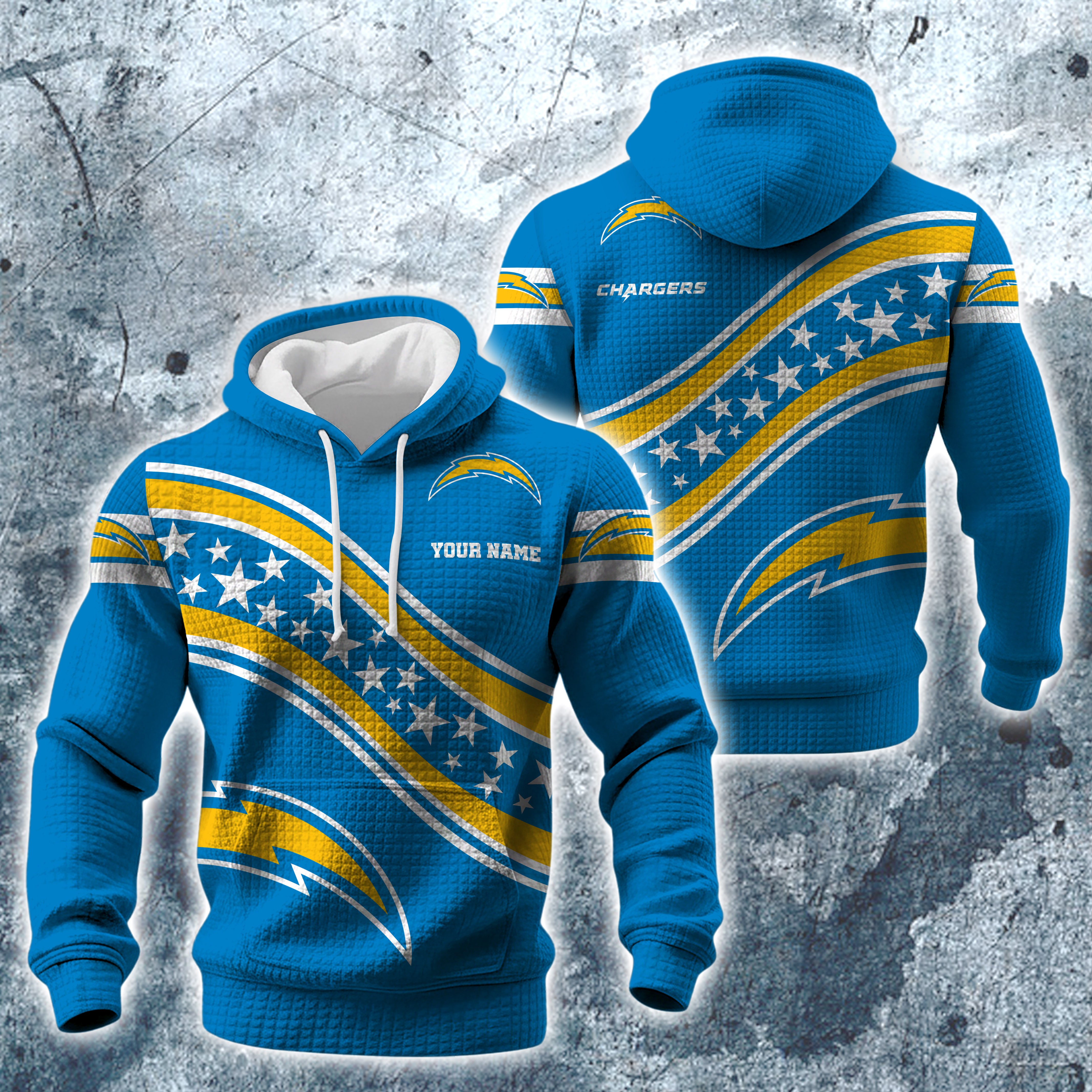Los Angeles Chargers Print Checkered Fabric Hooded Sweatshirt Custom Your Name, Gift For Sport EHIVM-10314338N