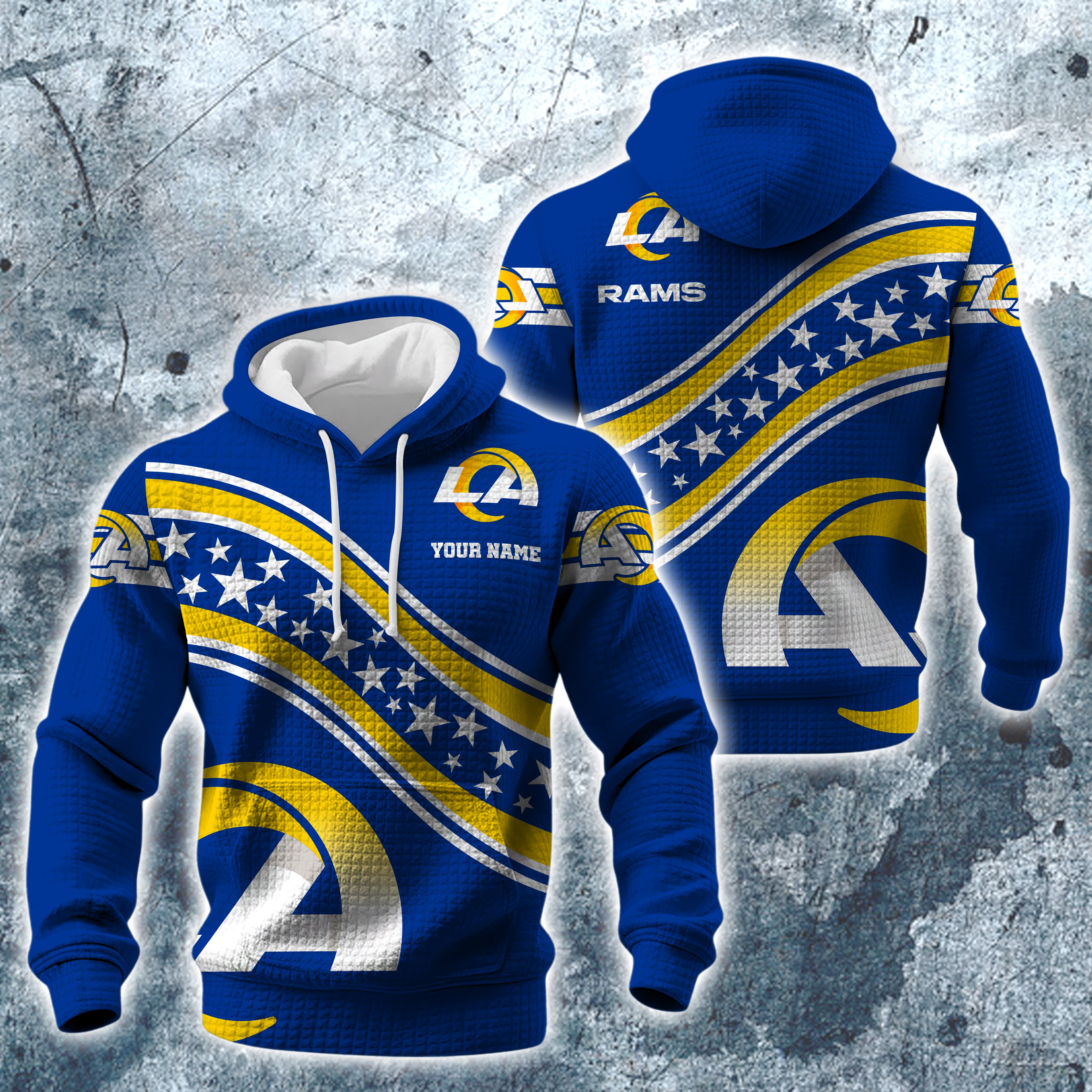 Los Angeles Rams Print Checkered Fabric Hooded Sweatshirt Custom Your Name, Gift For Sport EHIVM-10314338N