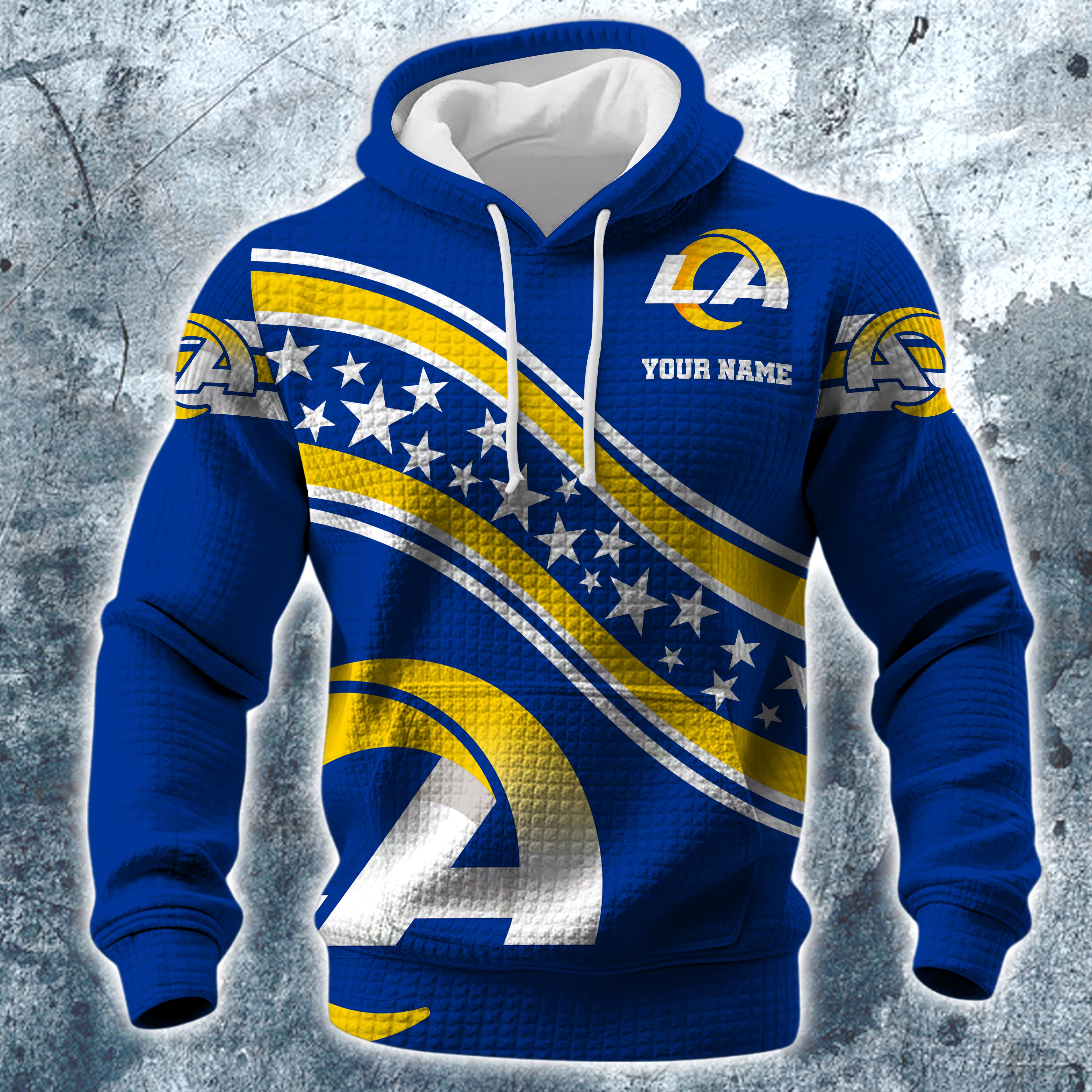 Alternative view of Los Angeles Rams Print Checkered Fabric Hooded Sweatshirt Custom Your Name, Gift For Sport EHIVM-10314338N