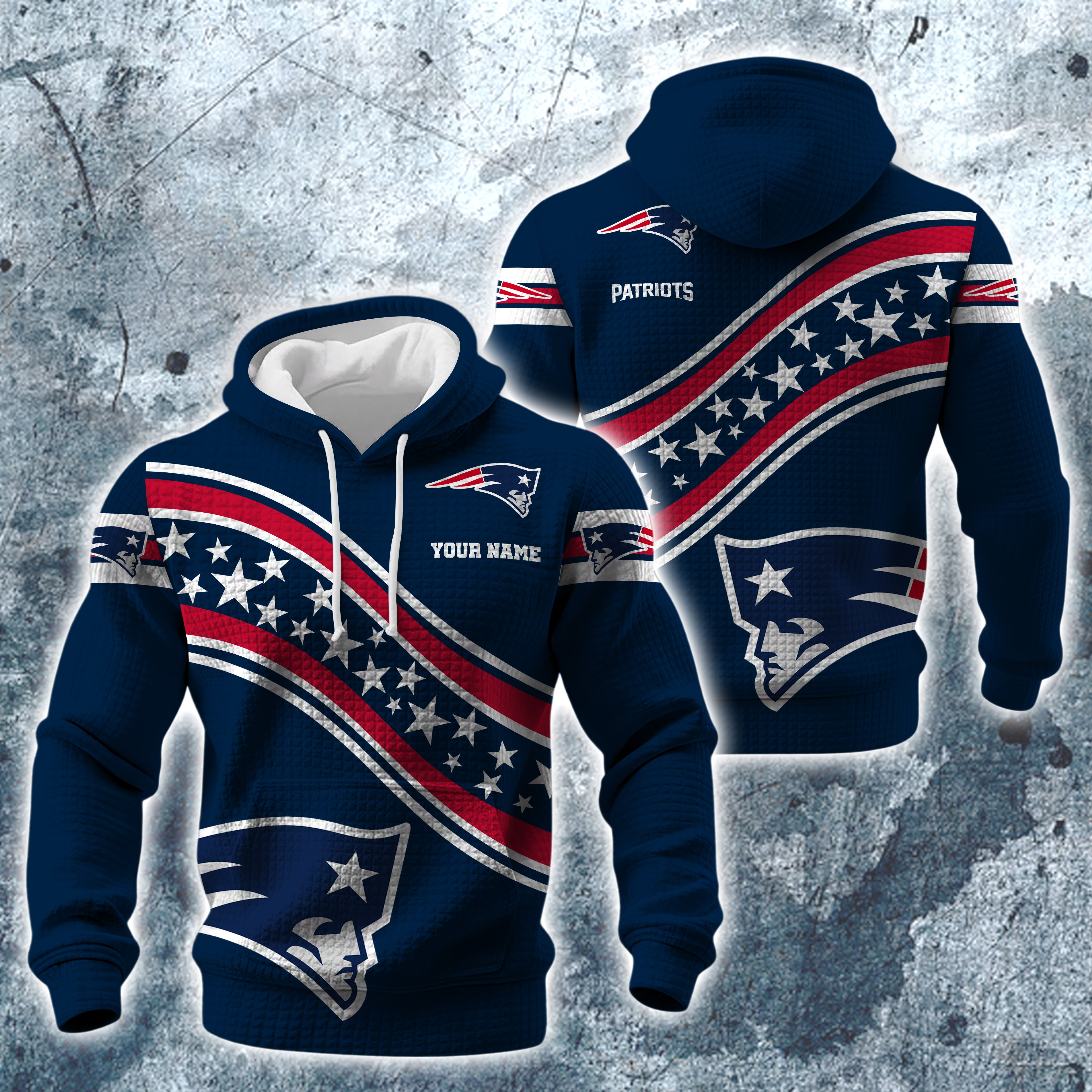 New England Patriots Print Checkered Fabric Hooded Sweatshirt Custom Your Name, Gift For Sport EHIVM-10314338N